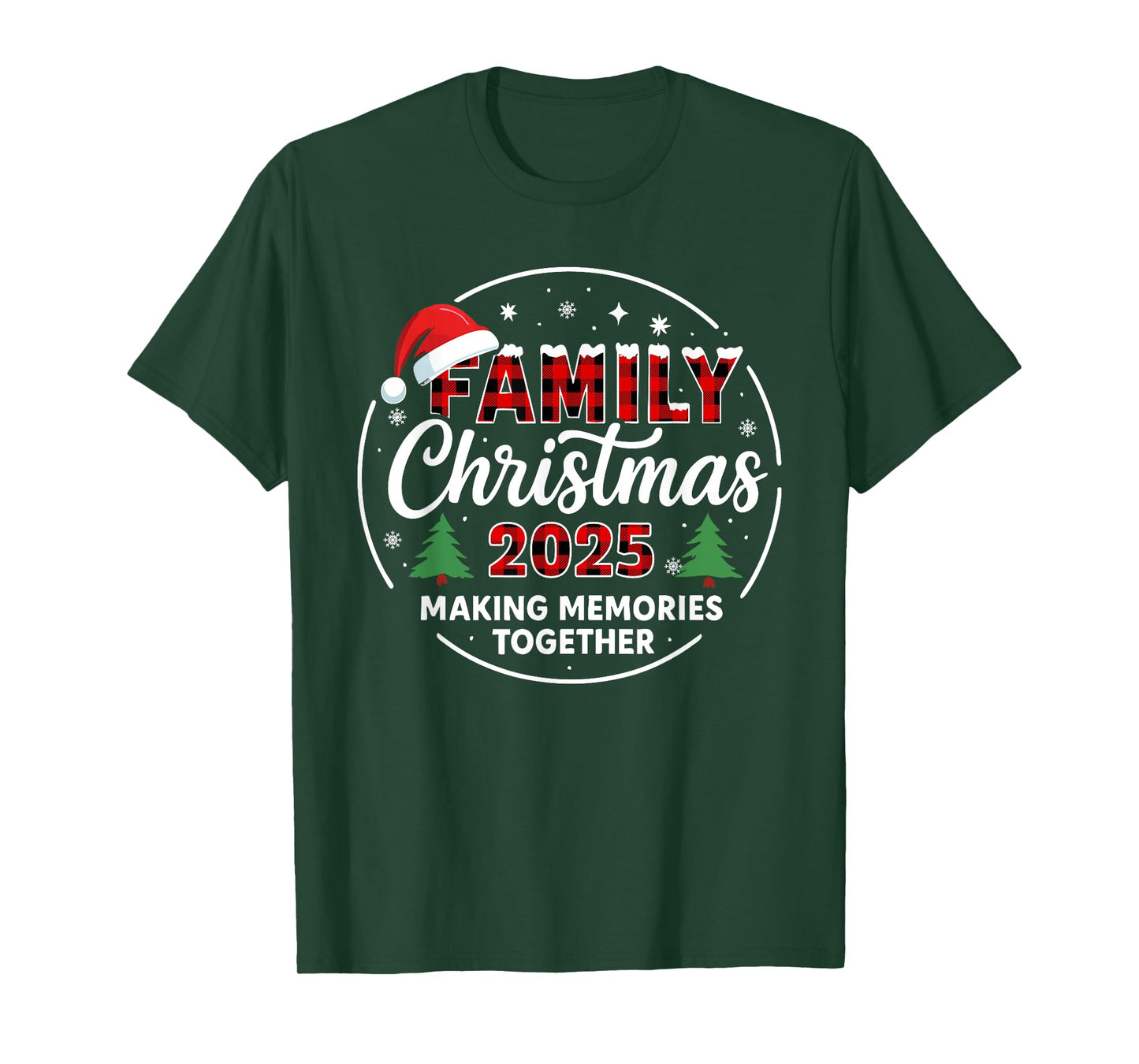 Family Christmas 2025 Matching Outfit Red Plaid Xmas Santa T-Shirt