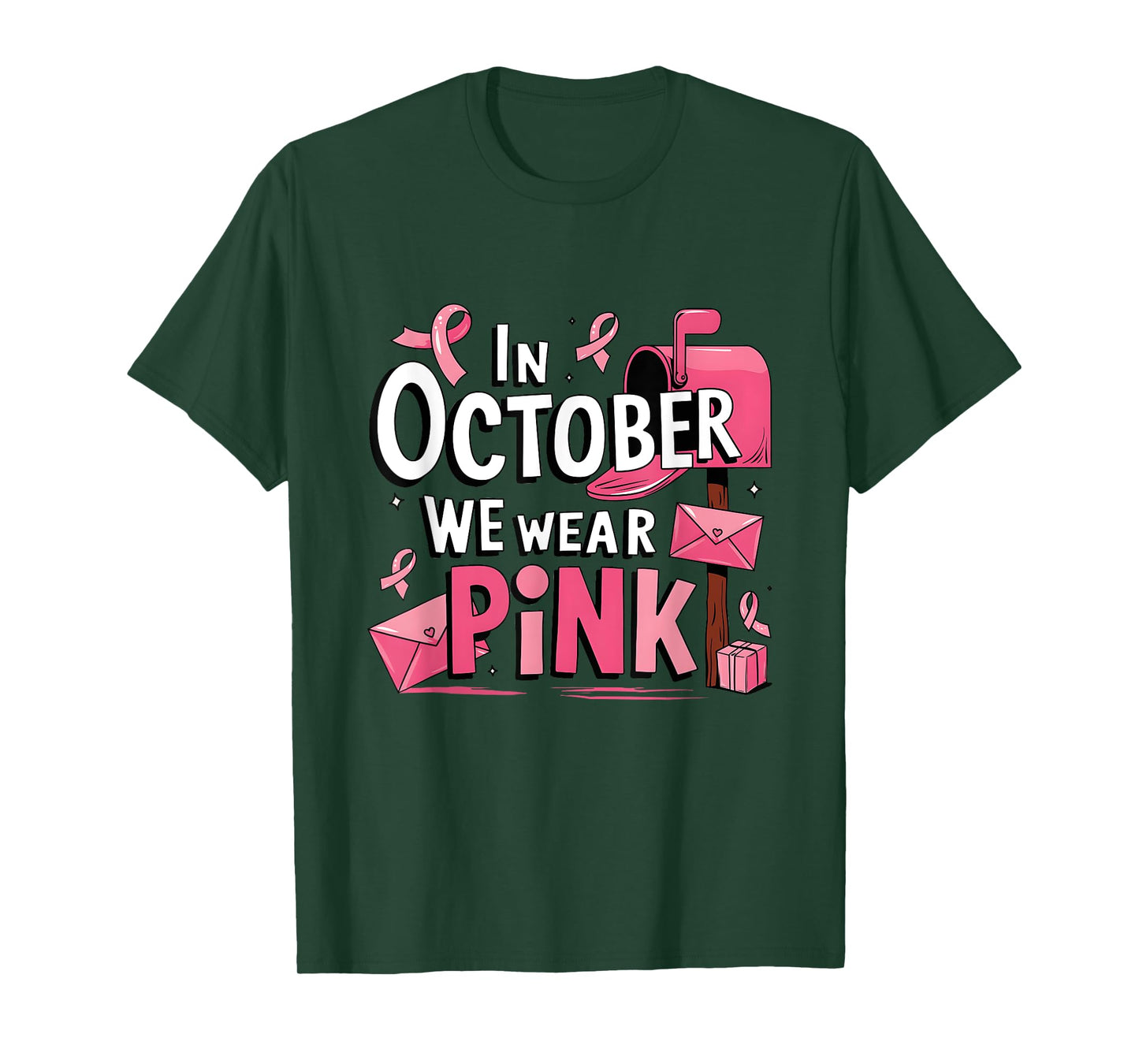 October We Wear Pink Breast Cancer Awareness Postal Worker T-Shirt