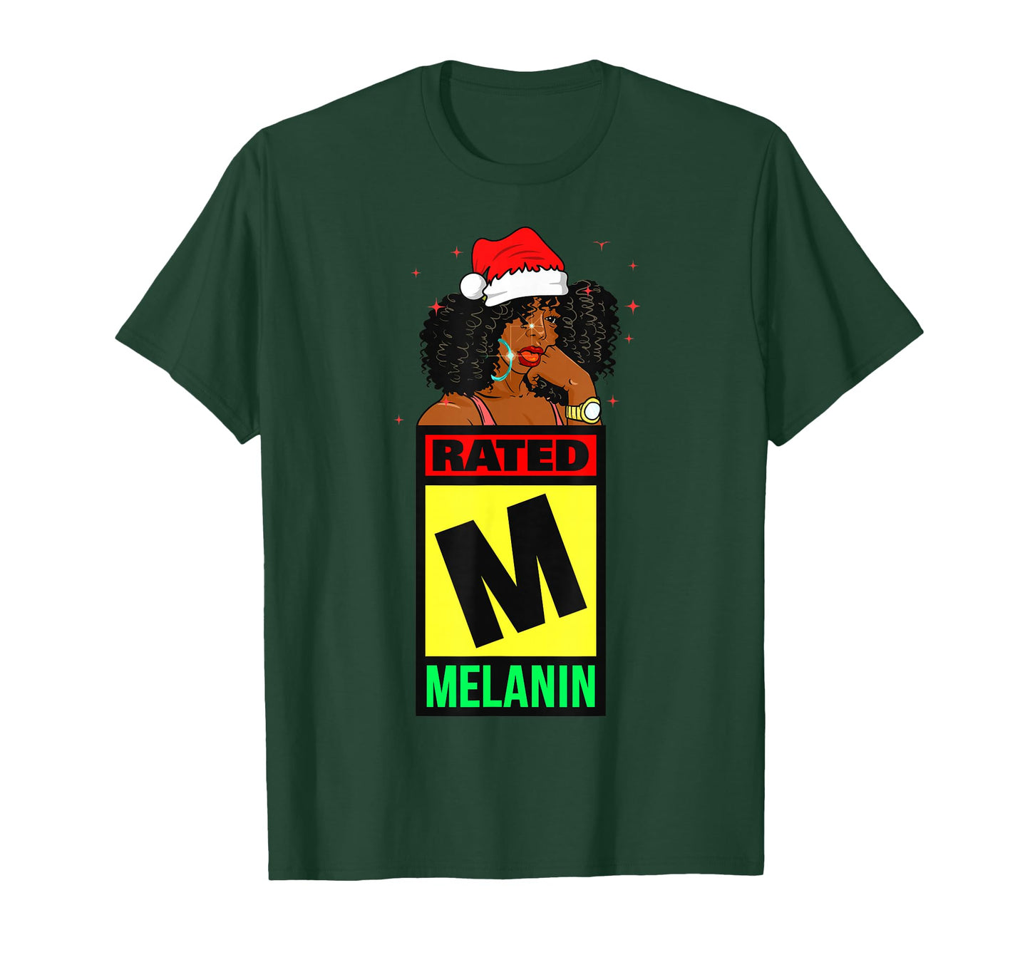 Melanin Christmas Women Black Girl Magic Brown Skin Girls T-Shirt