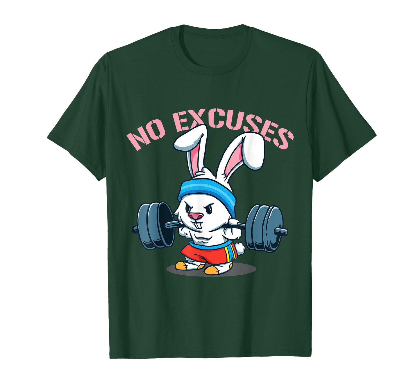 No Excuses Rabbit Fitness Cute Bunny Workout Funny Saying T-Shirt