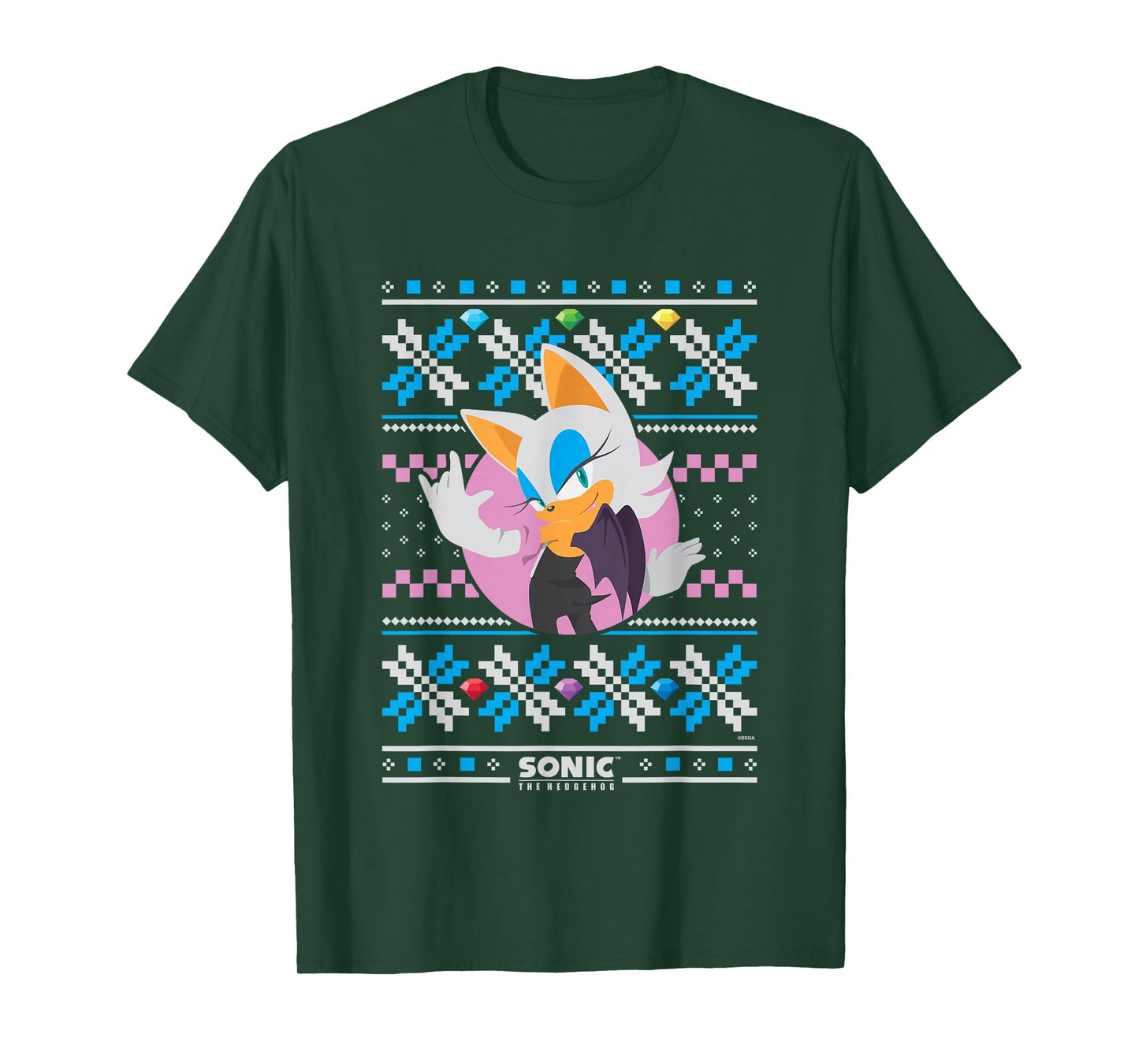 Sonic The Hedgehog Christmas Rouge The Bat Ugly Sweater T-Shirt