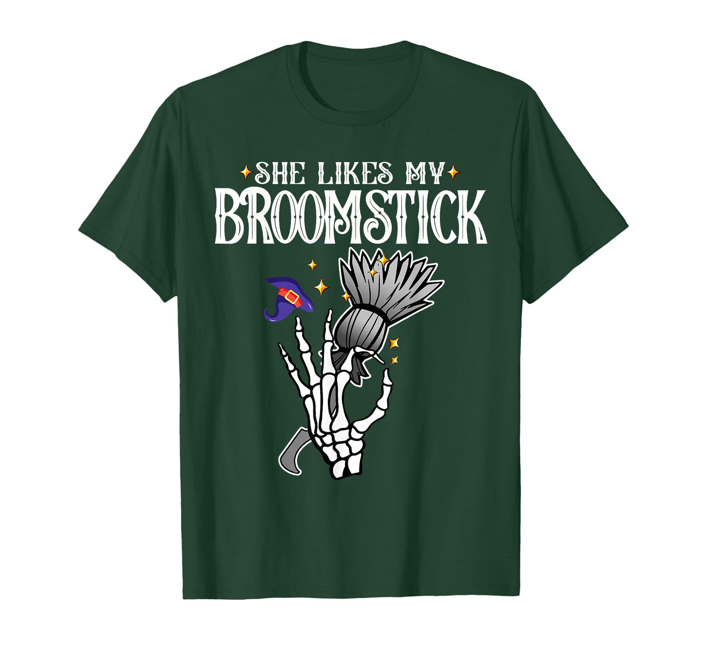 She Likes My Broomstick I Like Her Pumpkins Halloween Couple T-Shirt