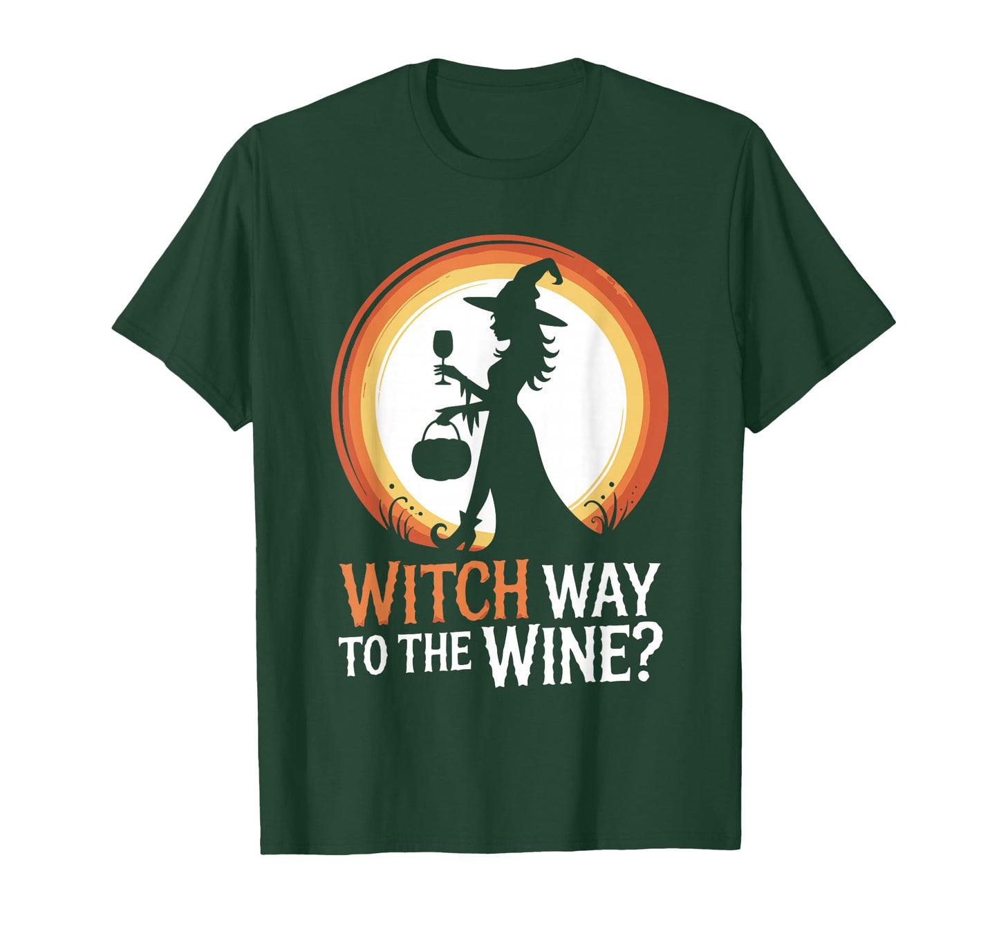 Funny Halloween Witch Way to The Wine Joke Ladies Women T-Shirt