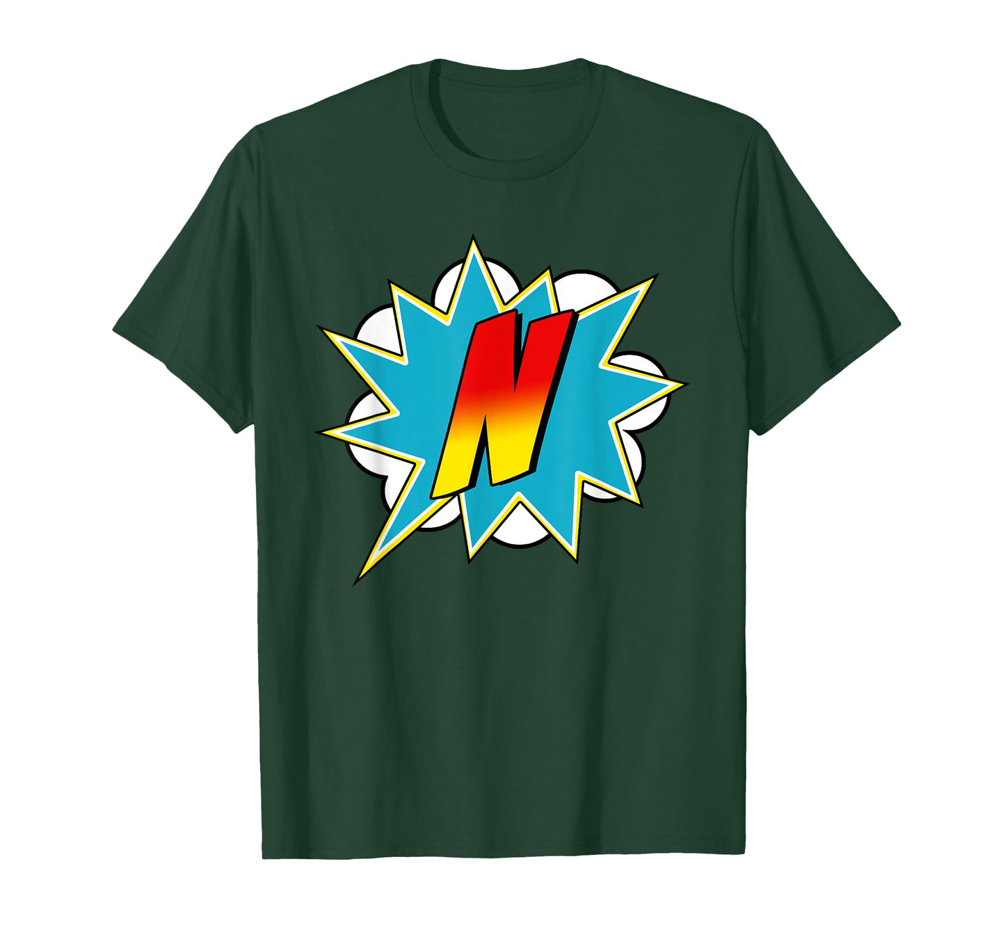 Letter N Superhero Name Comic Letter Retro Costume T-Shirt