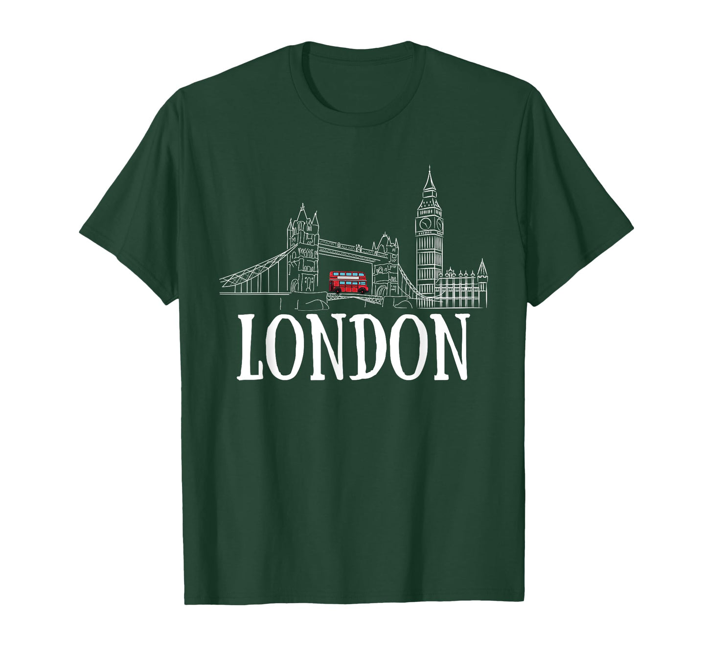London Skyline Tourist Hometown Vacation Bus Decker Double T-Shirt
