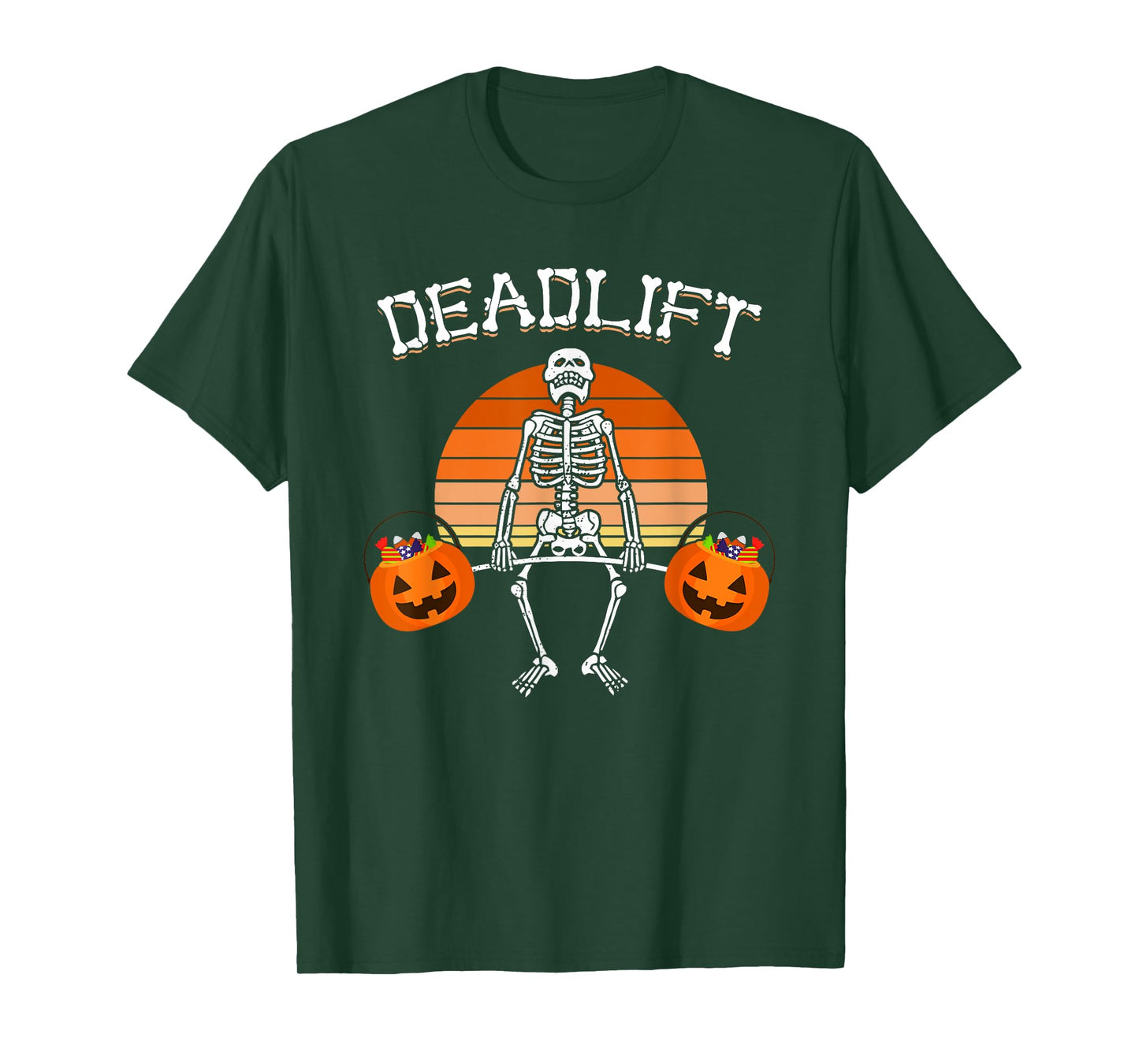 Deadlift Funny Halloween Skeleton Weight Lifting Workout T-Shirt