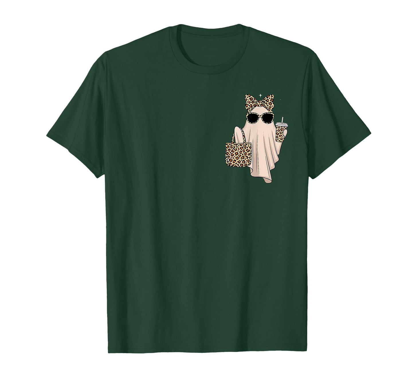 Coquette Leopard Ghost Coffee Boo-JEE Halloween Boujee Ghost T-Shirt
