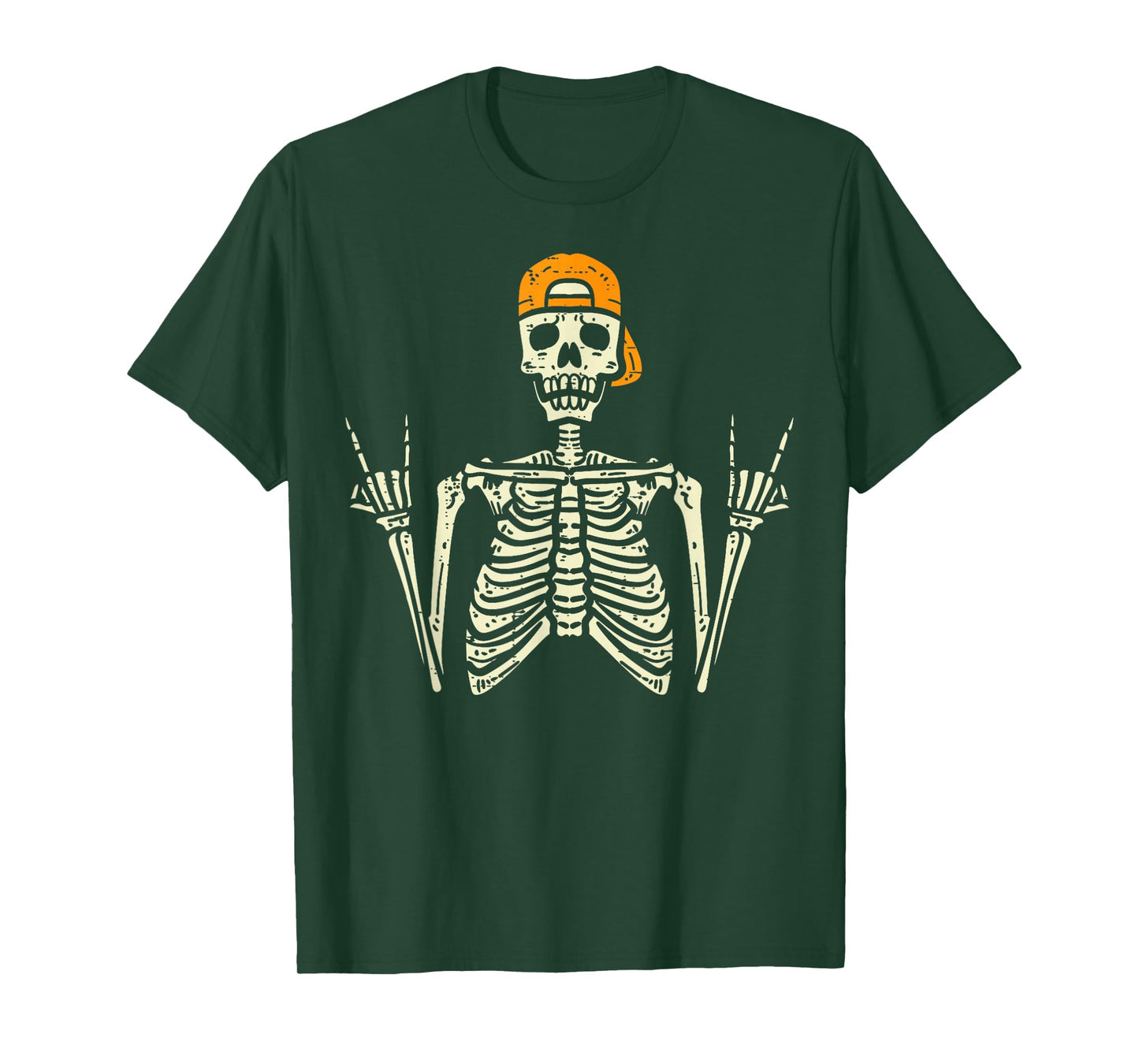 Rocker Skeleton Cap Skater Cool Halloween Punk Rock Boys Men T-Shirt