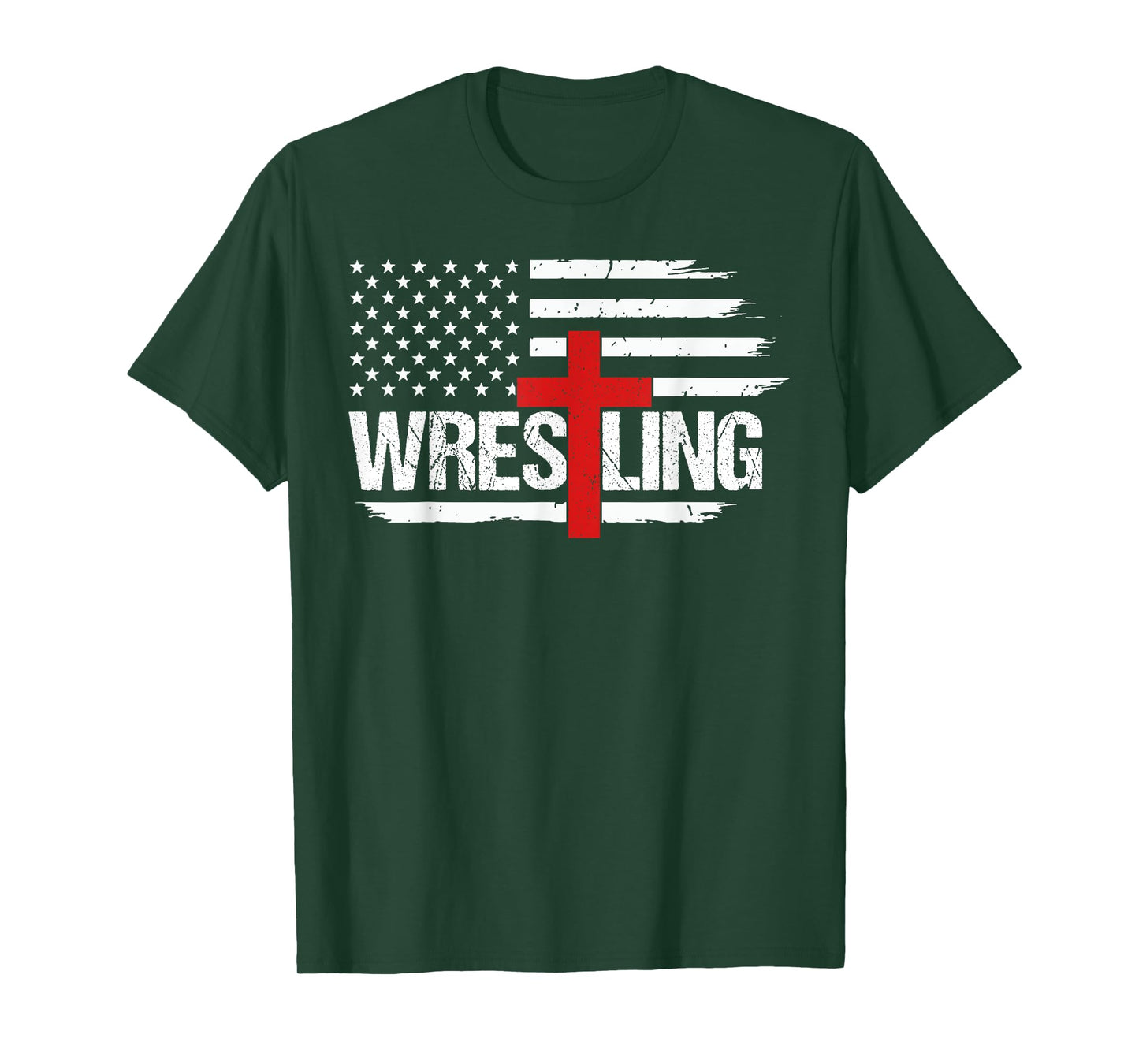 Wrestling Patriotic American Flag Christian and Jesus Lover T-Shirt