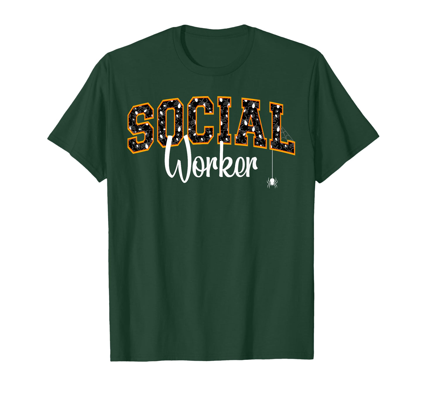 Social Worker Halloween Spiders Varsity School Letters T-Shirt