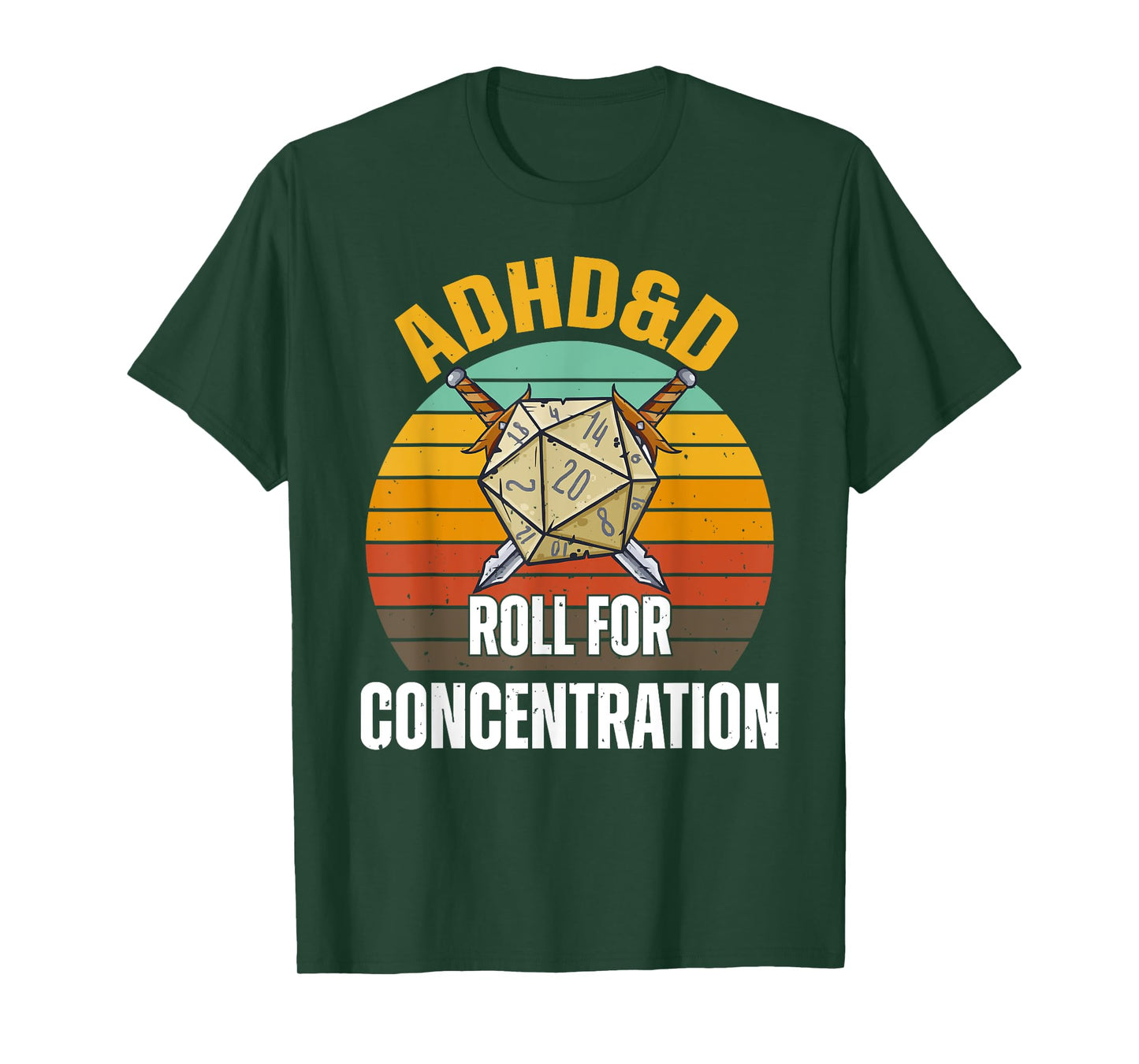 Funny Retro Cool Gaming ADHD&D Roll For Concentration Gamer T-Shirt