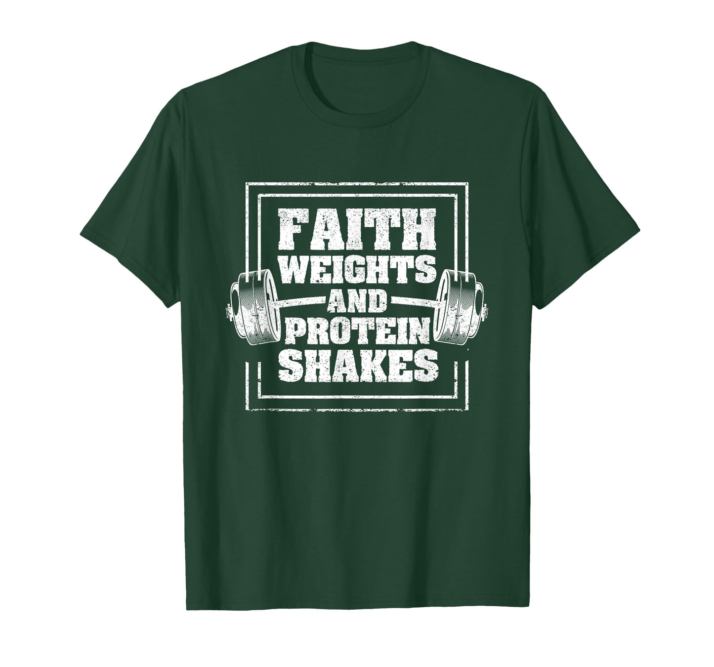 Faith Weights And Protein Shakes Funny Gym Workout Christian T-Shirt