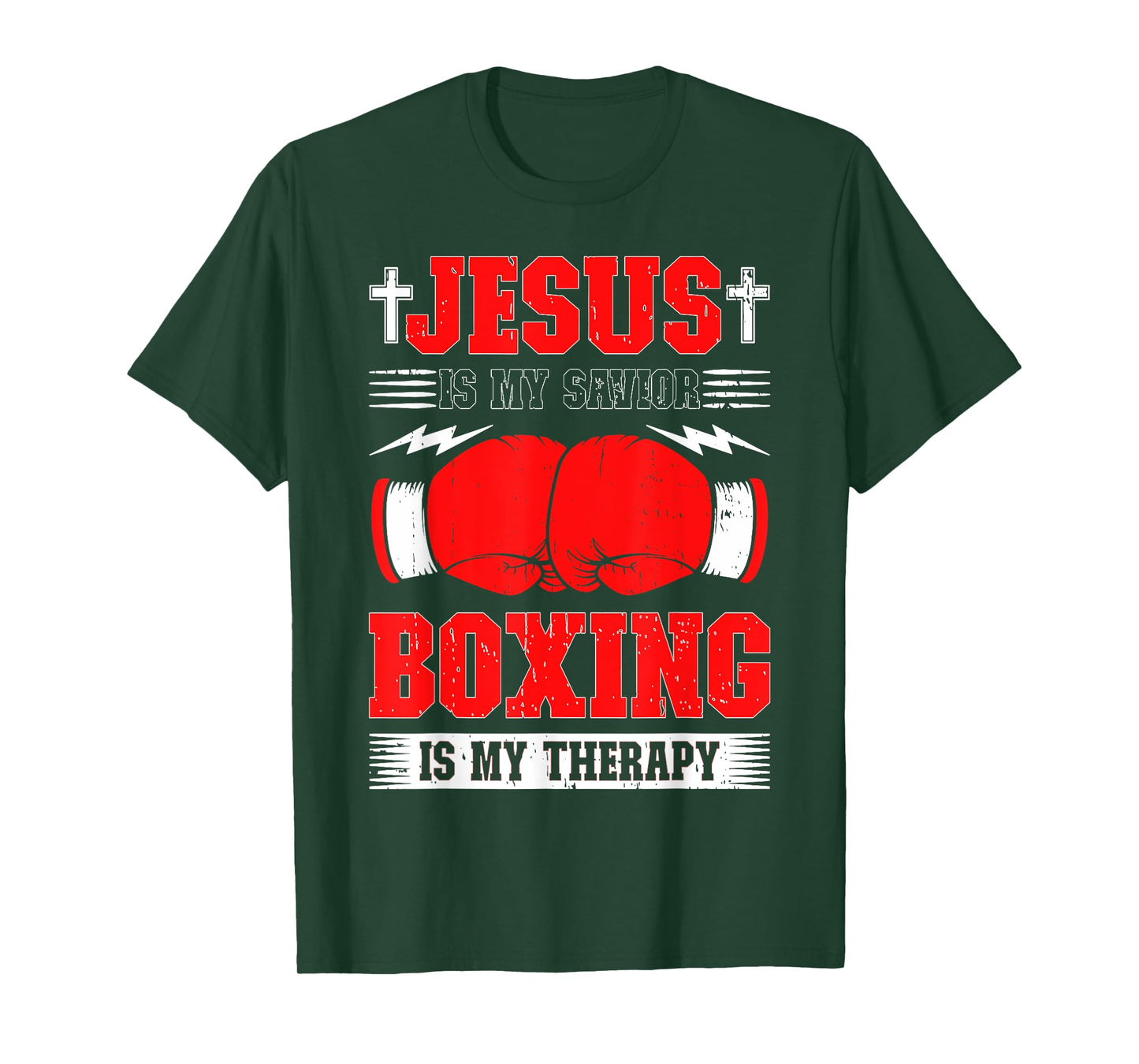 Jesus Is My Savior Boxing Is my Therapy Boxing Fighter T-Shirt
