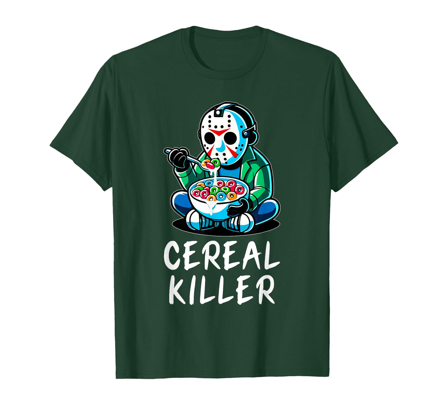 Halloween Spirit Funny Halloween Character Breakfast Cereal Killer Gift Unisex-Adults Black T-Shirt
