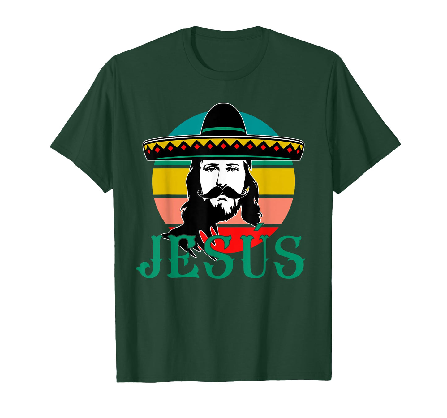 Mexican Jesus Wearing Sombrero Jesús Cristo Fiesta Retro T-Shirt