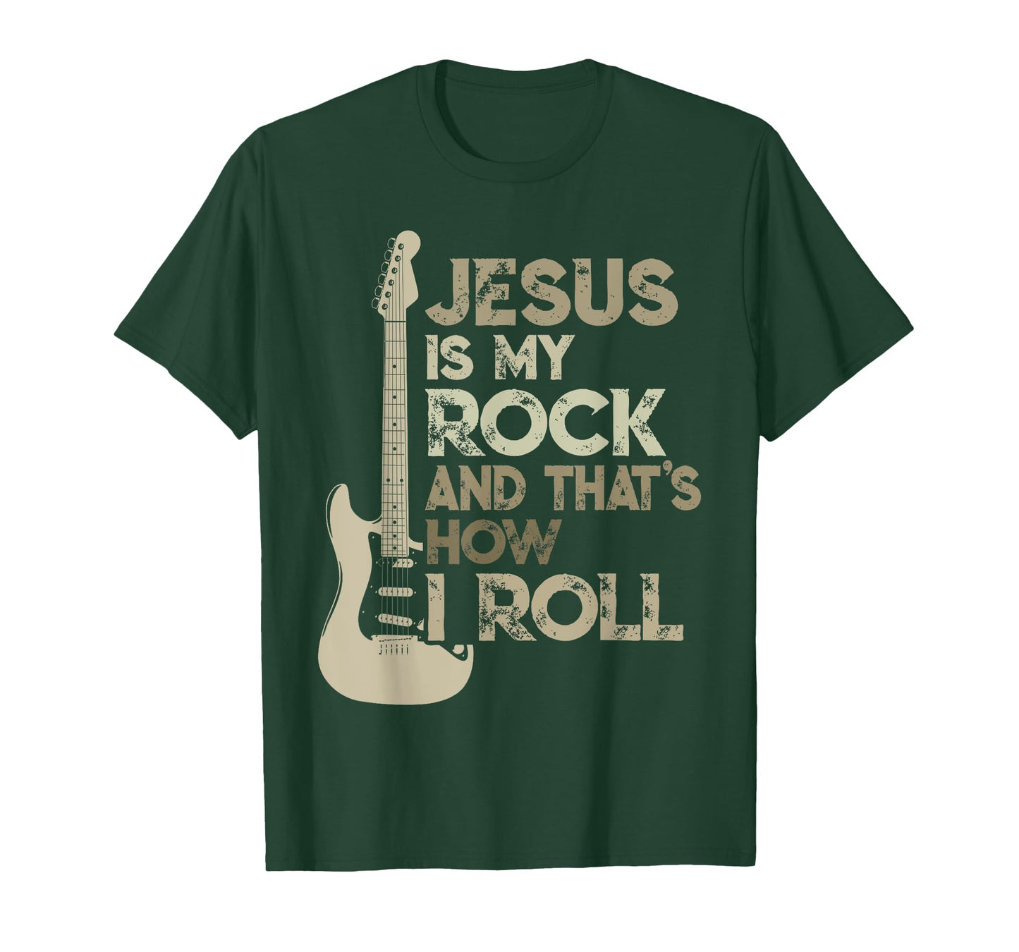 Jesus Is My Rock And That Is How I Roll Christian Guitarist T-Shirt
