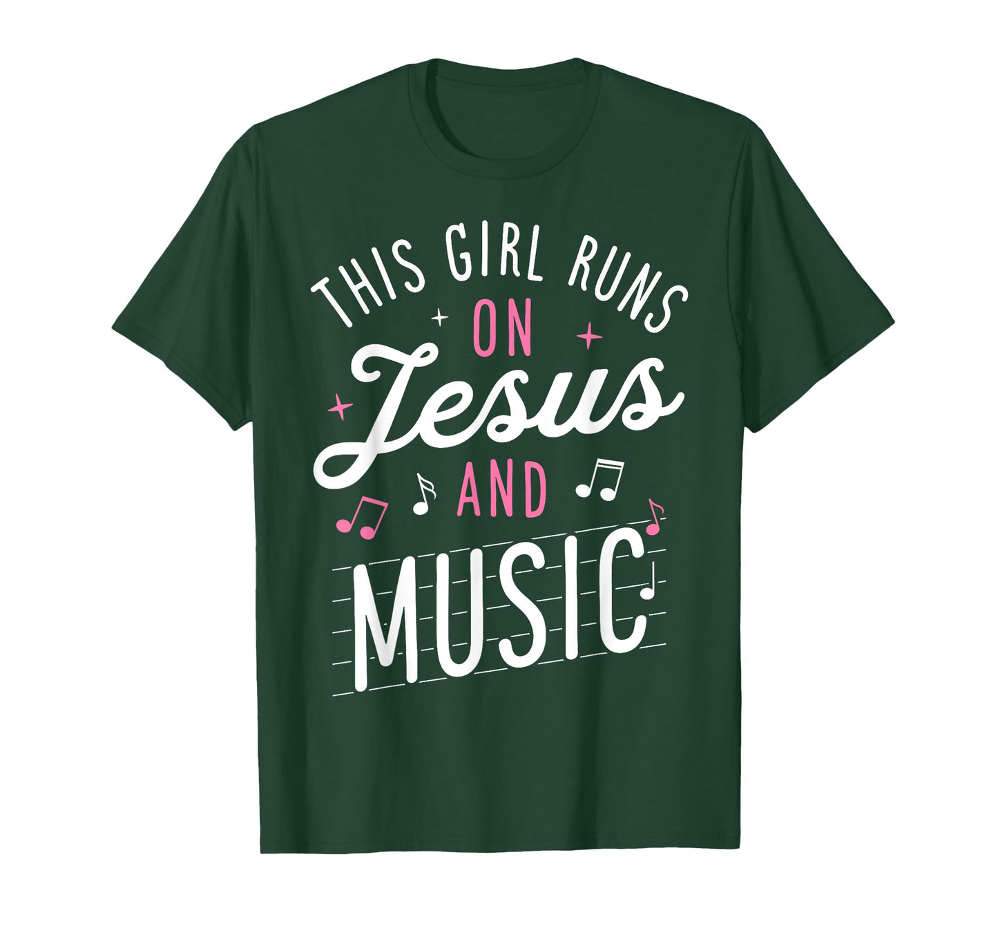 This Girl Runs On Jesus And Music Lover Christian Women Gift T-Shirt