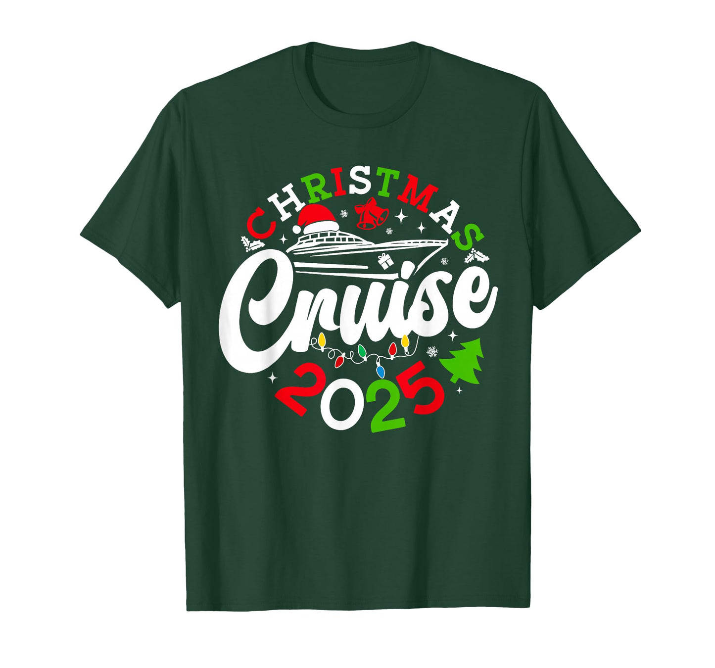 Christmas Cruise 2025 Xmas Lights Holiday Pajamas Family T-Shirt