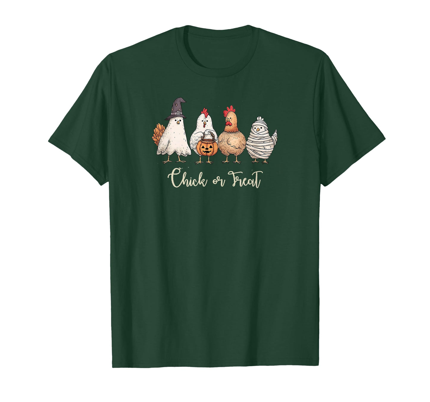Chick Or Treat Funny Halloween Pumpkin Ghost Spooky Chicken T-Shirt
