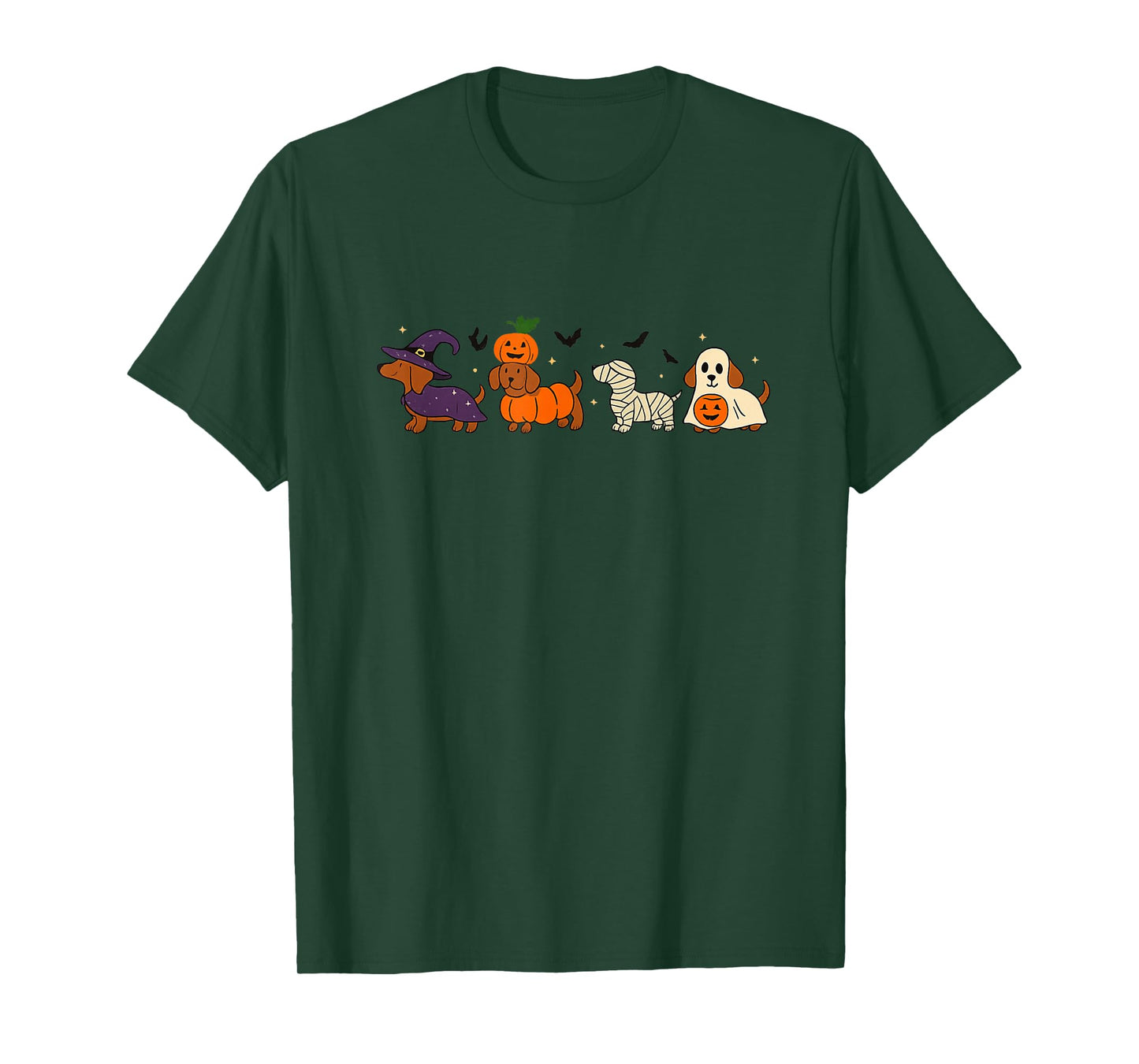 Weiner Dog Witch Happy Halloweenie Cute Halloween Dachshund T-Shirt