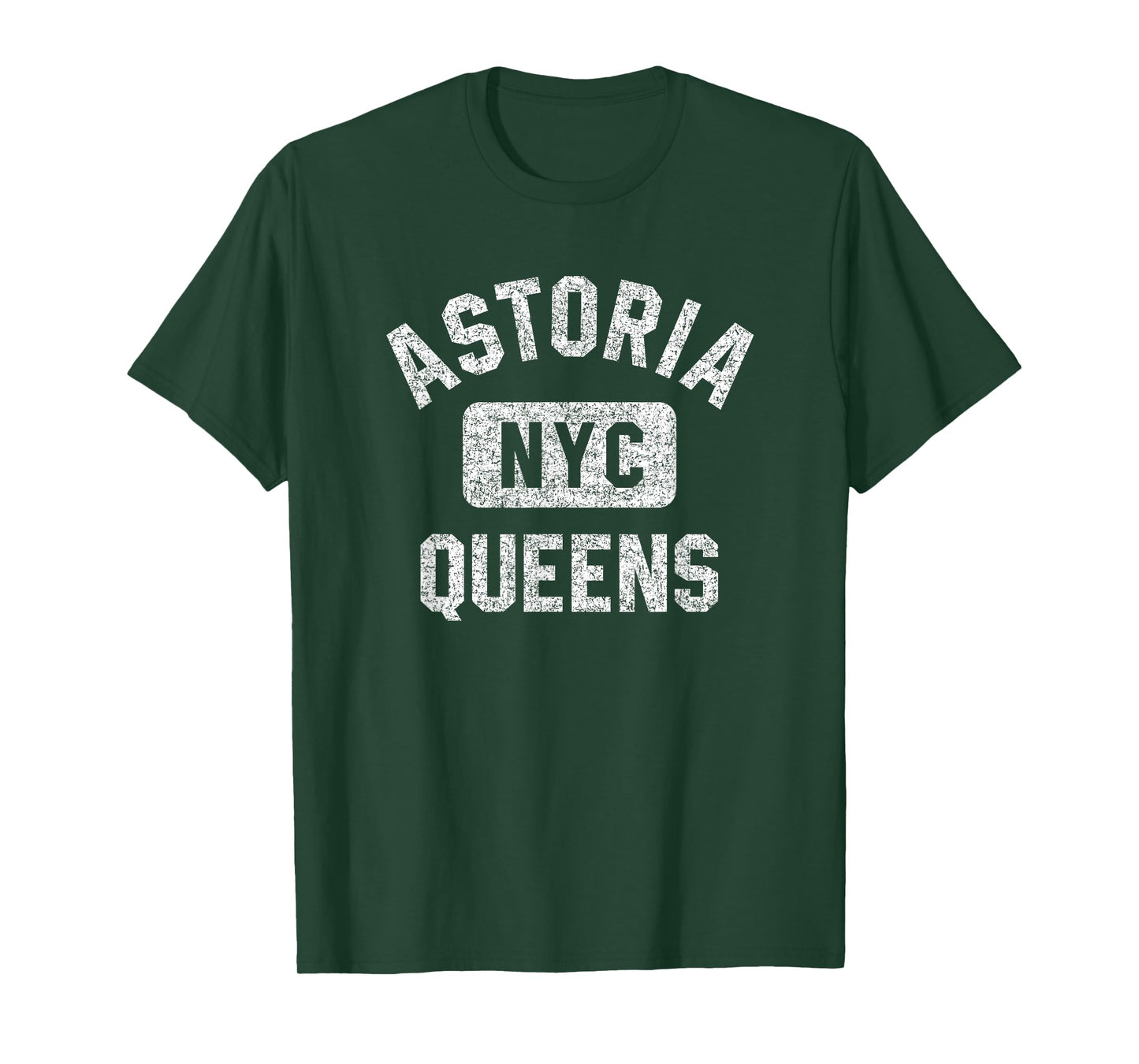 Astoria Queens NYC Gym Style Distressed White Print T-Shirt