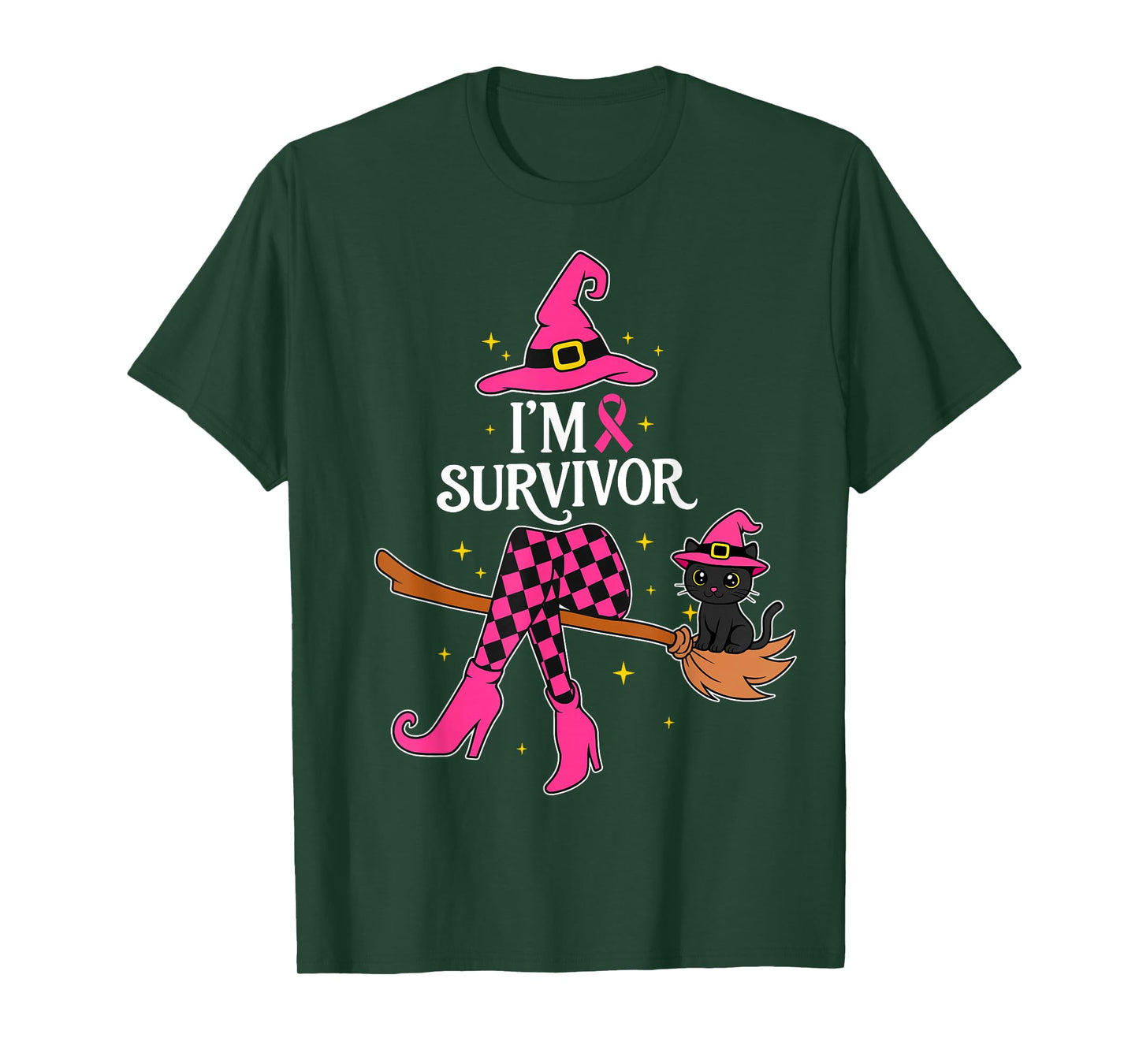 Halloween Witch I'm A Survivor Breast Cancer Warrior Women T-Shirt