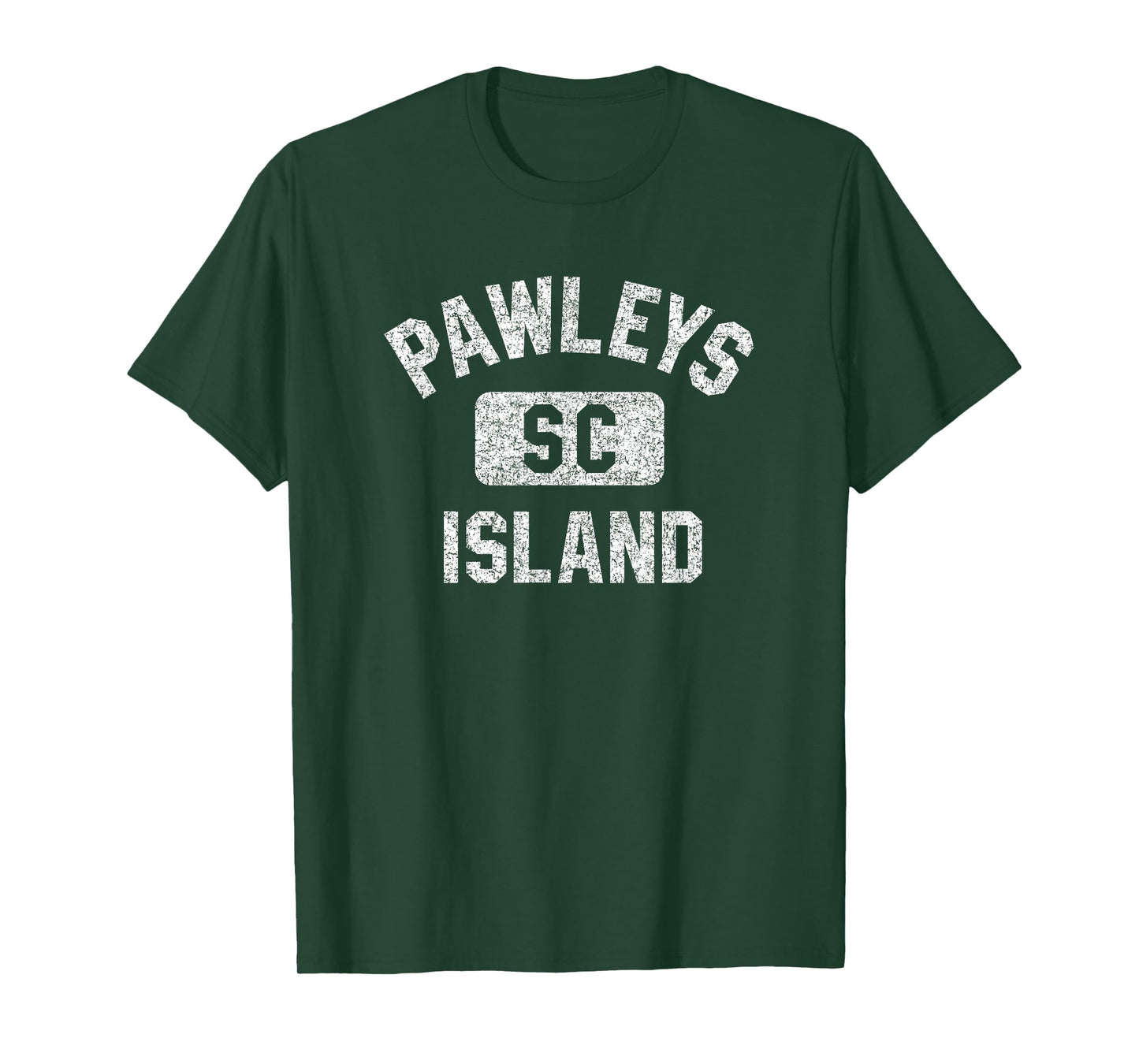 Pawleys Island SC Gym Style Distressed White Print T-Shirt