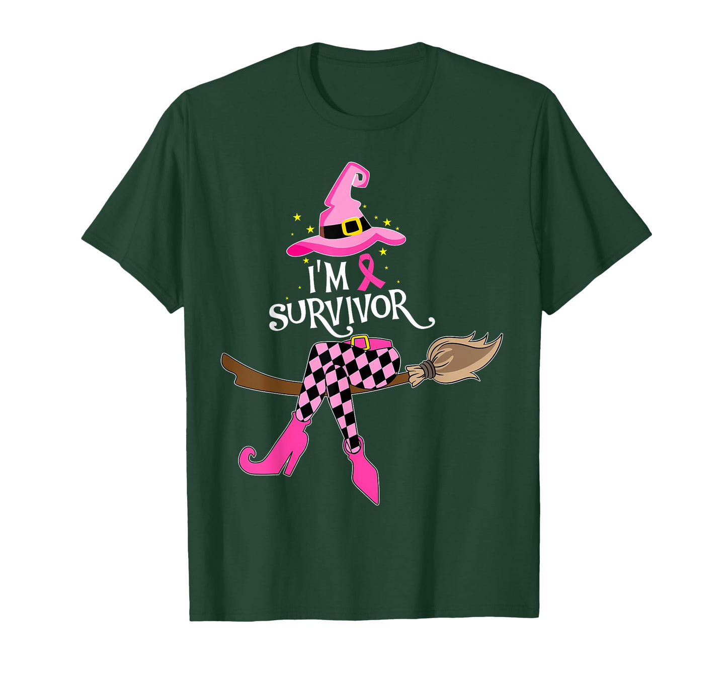 Witch I'm Survivor Breast Cancer Warrior Pink Ribbon Cancer T-Shirt