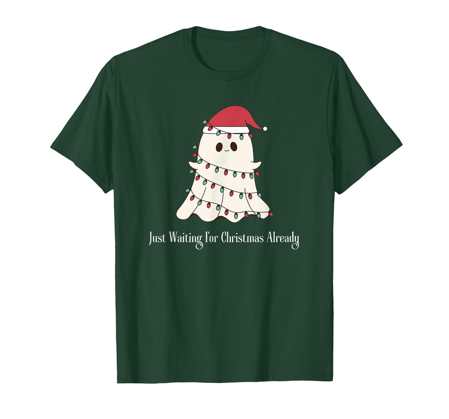 Just Waiting for Christmas Spooky Ghost Xmas Funny Halloween T-Shirt