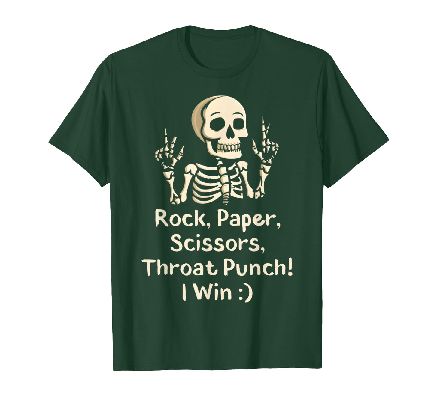 Rock, Paper Scissors Throat Punch I Win Funny Skeleton Meme T-Shirt