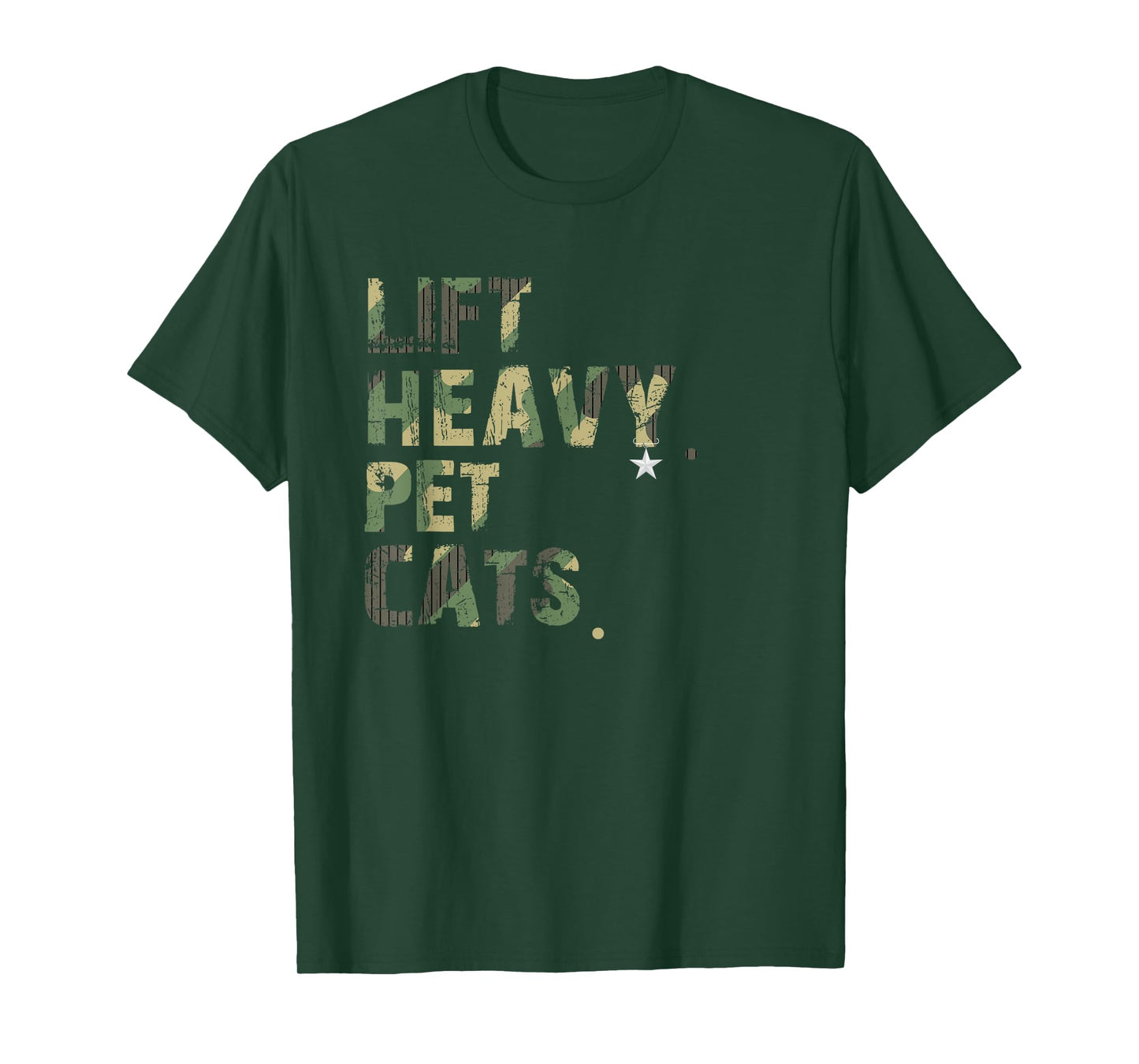 Lift Heavy Pet Cats American Flag Military Weightlifters Tee T-Shirt