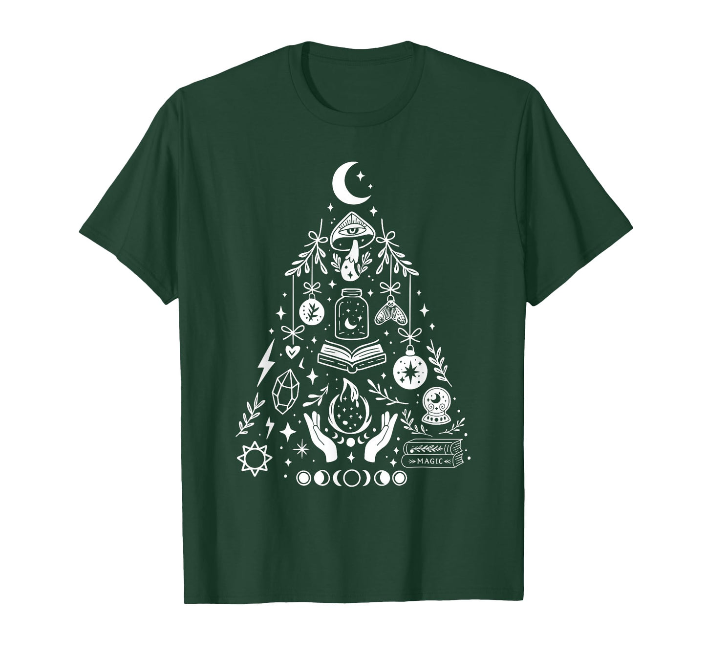 Witchy Christmas Tree Witchcraft Wicca Gothic Xmas T-Shirt