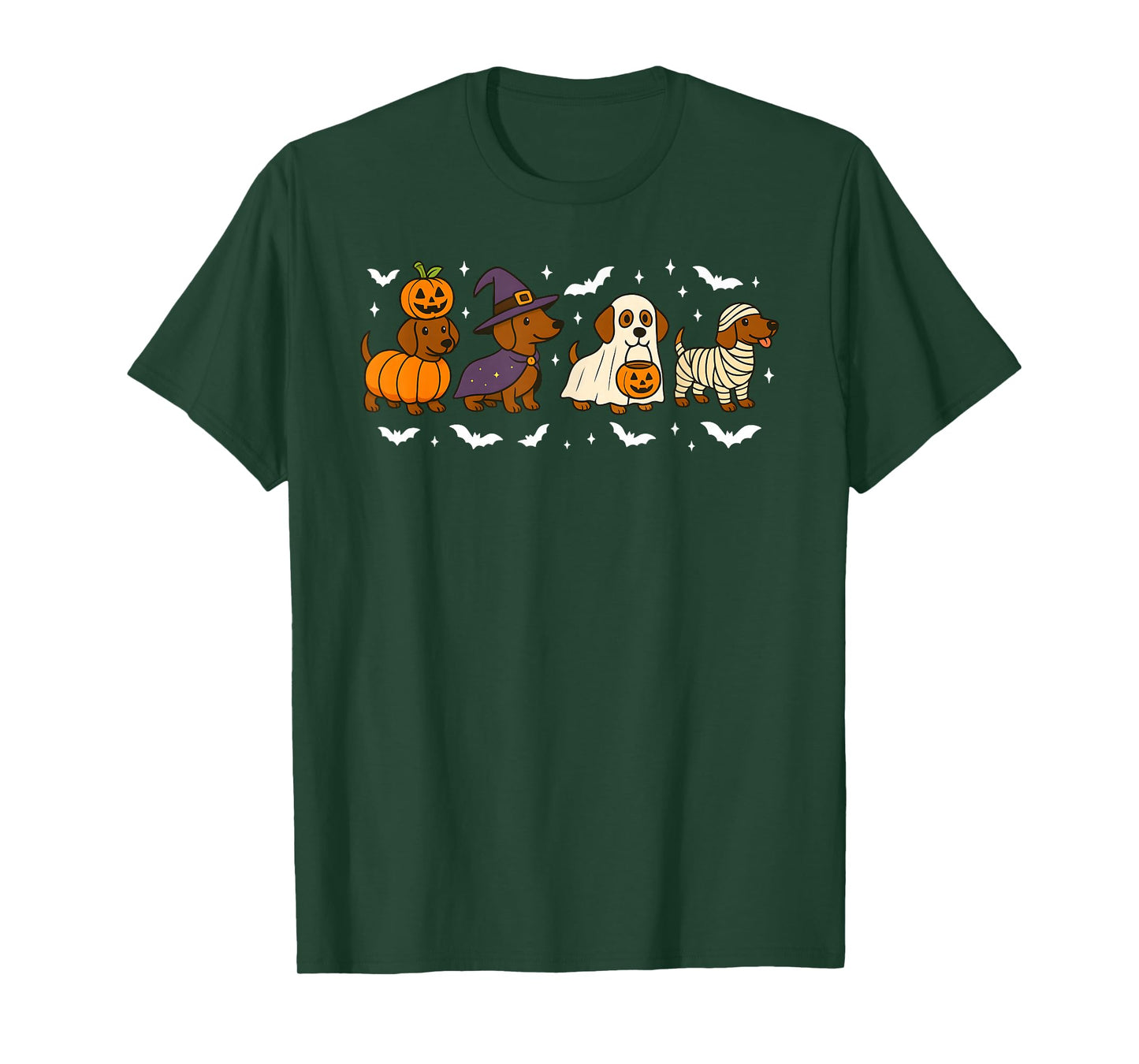 Dachshund Dog Witch Happy Halloweenie Spooky Season T-Shirt