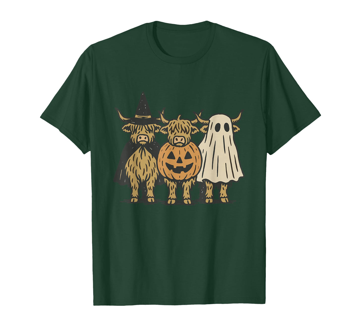 Moo I Mean Boo Halloween Highland Cow Ghost Cow Lover Farm T-Shirt