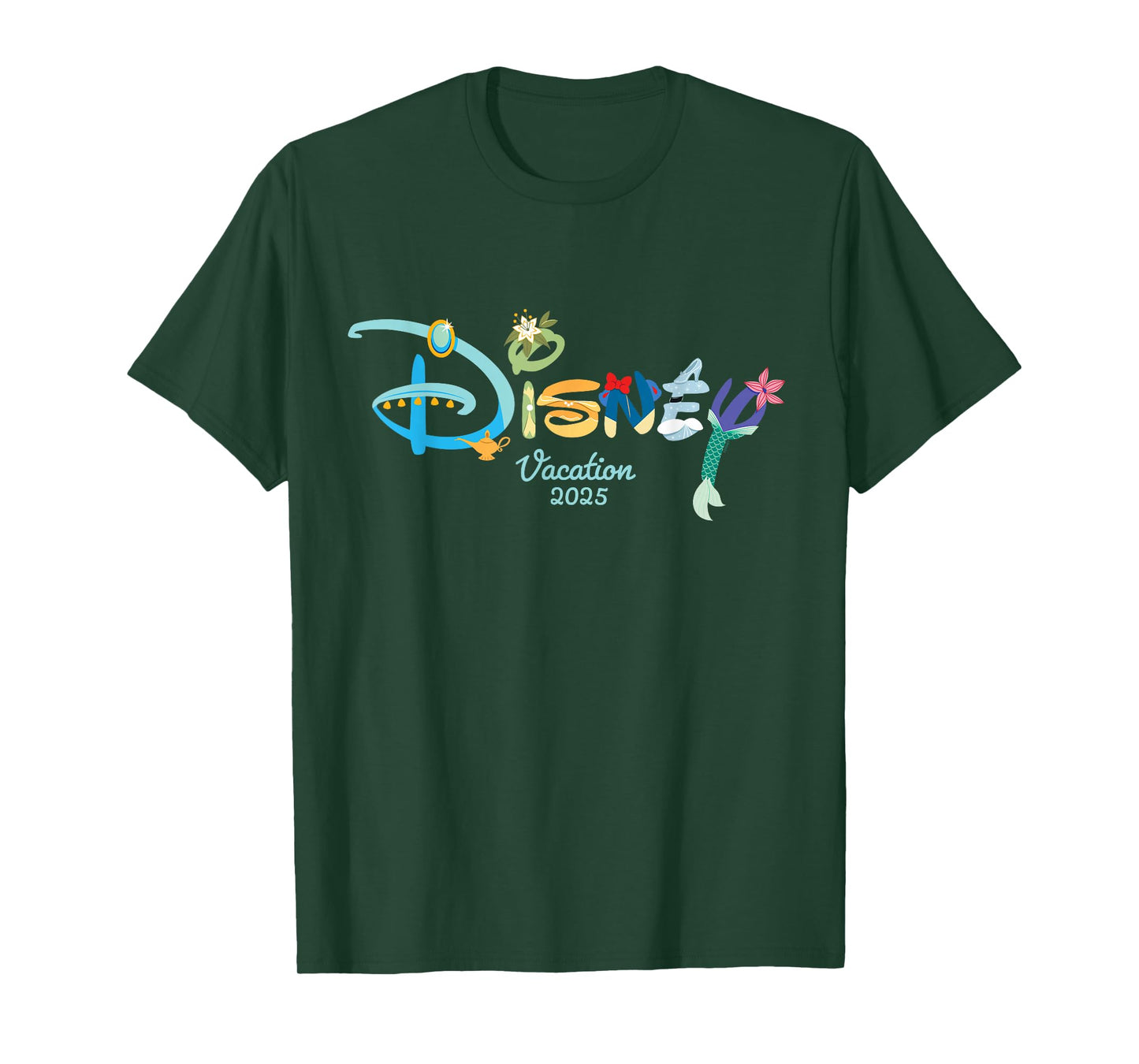 Disney Princess Letters Logo Matching Disney Vacation 2025 T-Shirt