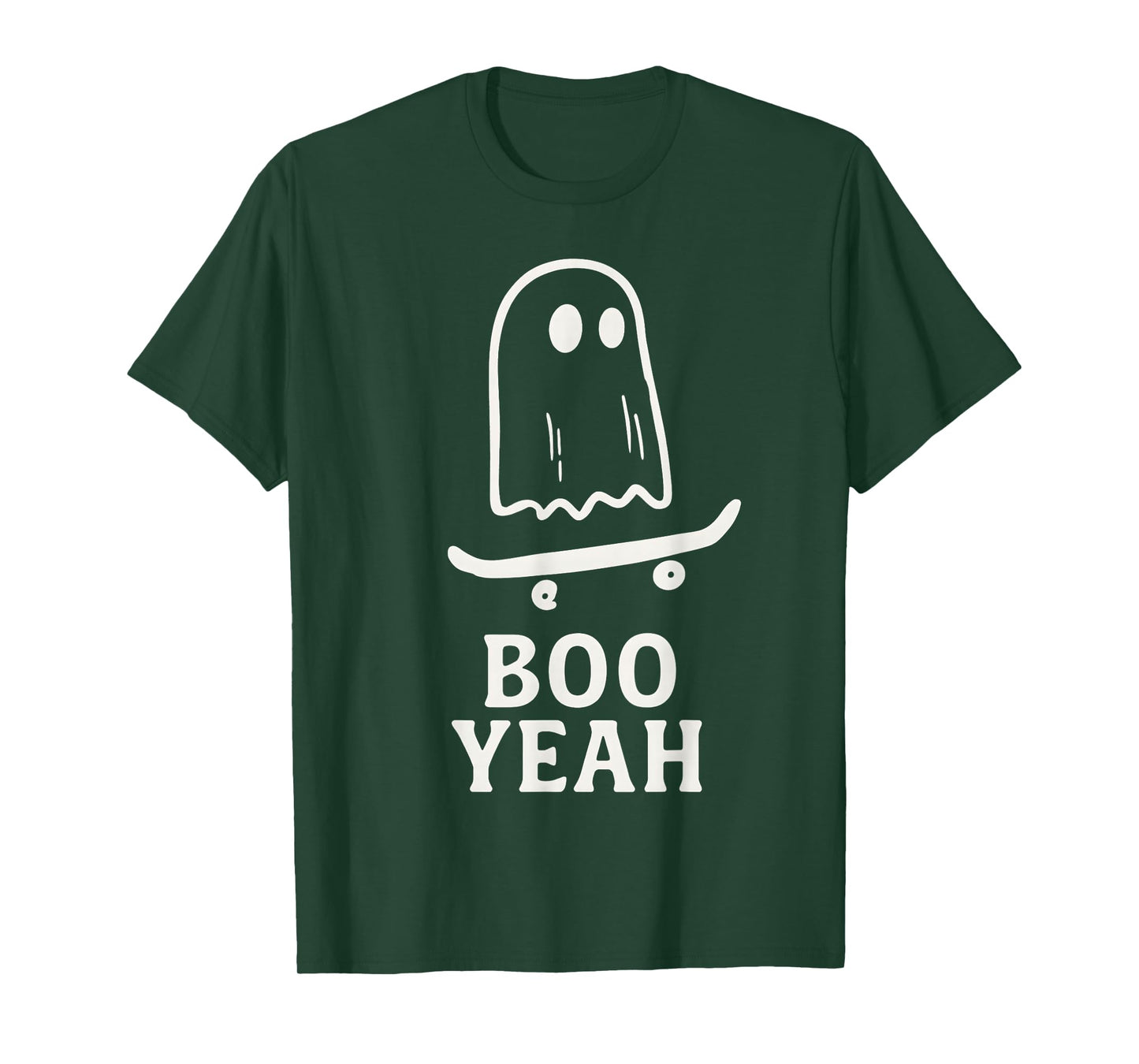 Boo Yeah Ghost On Skateboard Funny Halloween Costume T-Shirt