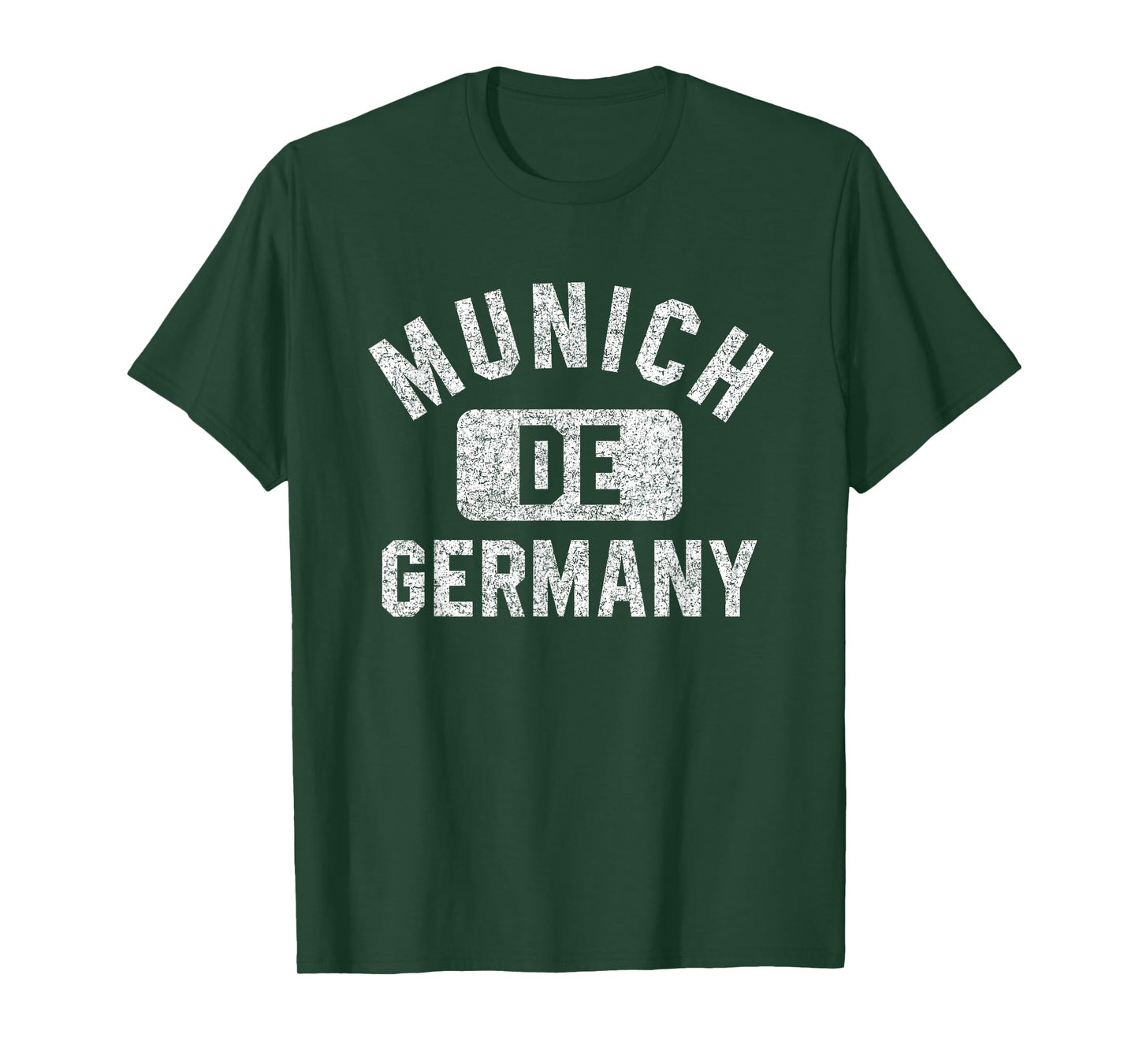Munich Germany Gym Style Distressed White Print T-Shirt