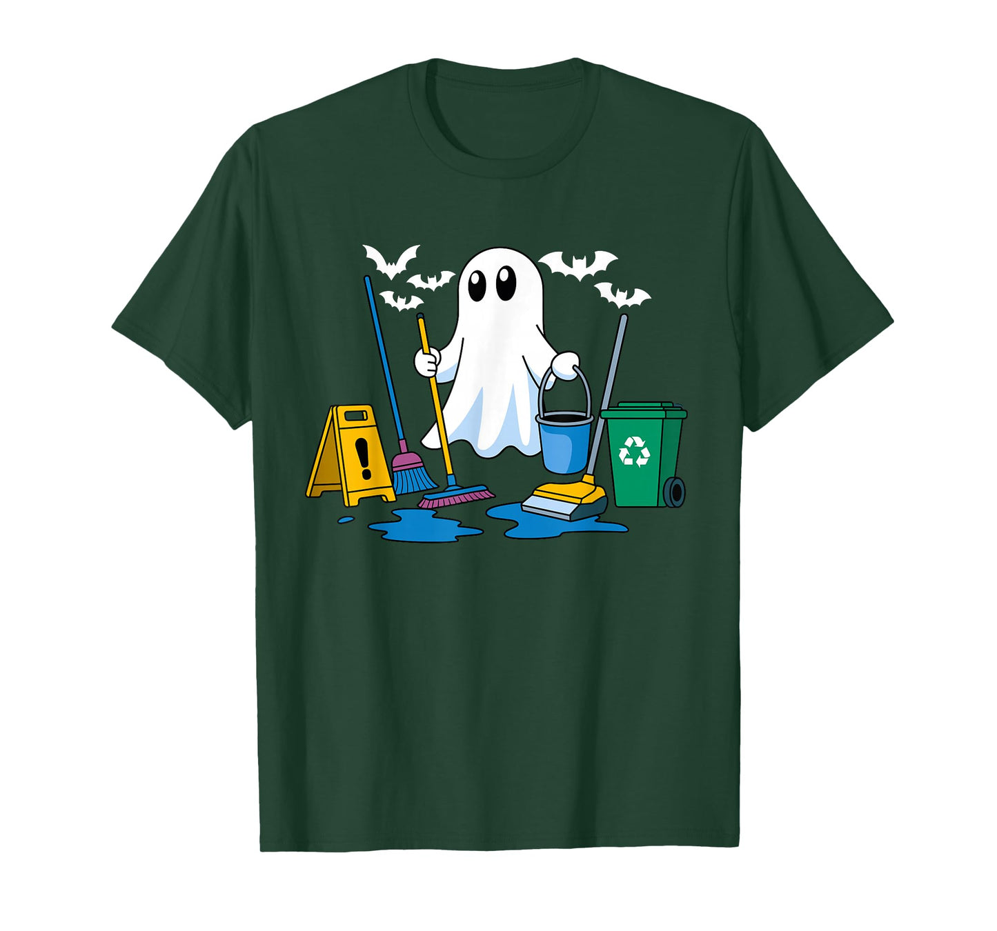School Custodian Janitor Ghost Halloween T-Shirt