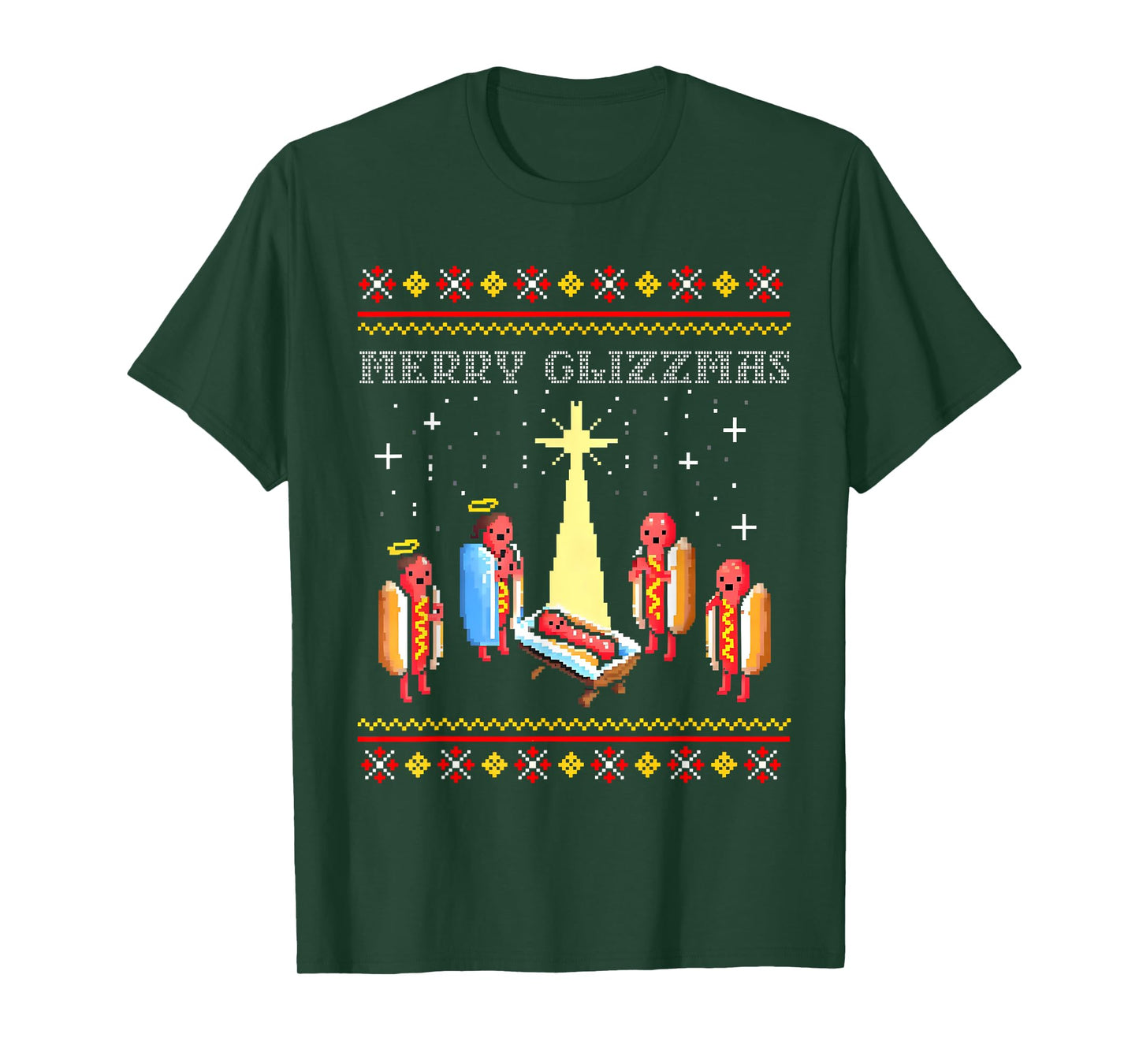 Merry Glizzmas Tacky Funny Hot Dogs Christmas Ugly Pajamas T-Shirt