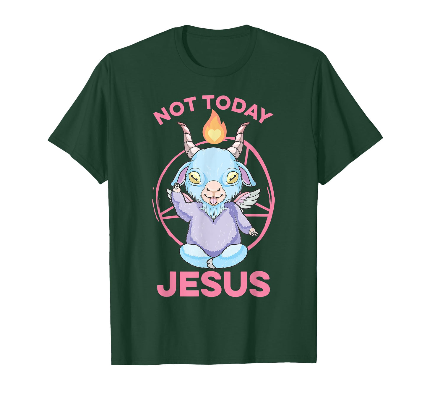 Pastel Goth Baby Baphomet Not Today Jesus Anime Nu Goth T-Shirt