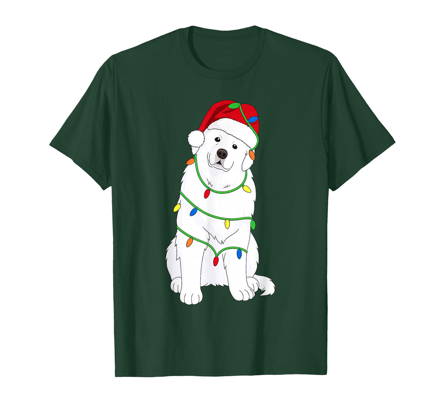 Great Pyrenees Christmas Tree Lights Holiday Dog Lover T-Shirt