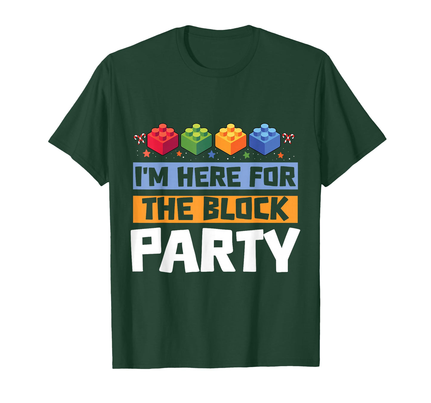 I'm Here for The Block Party Brick Builder Block Christmas T-Shirt