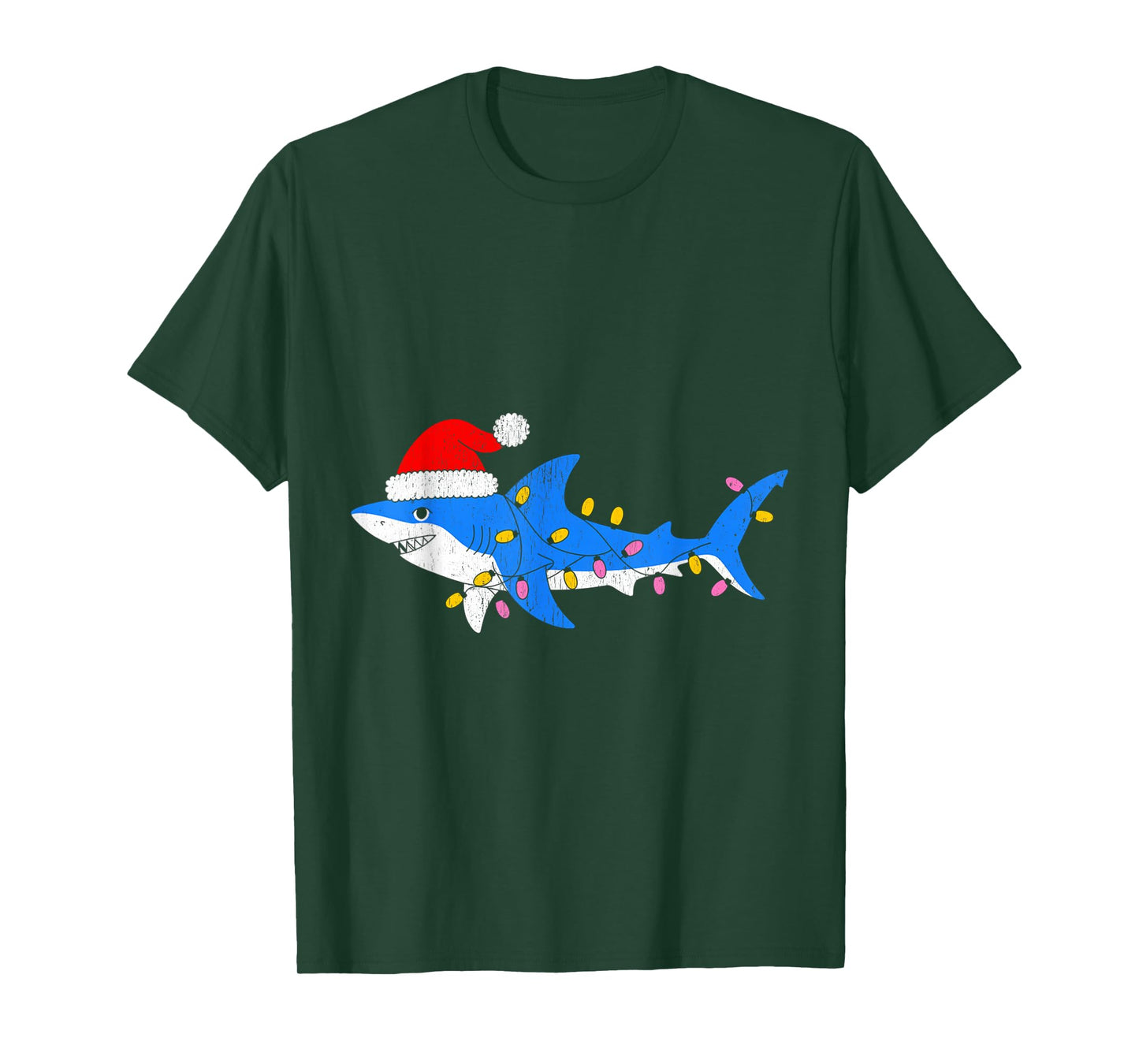 Funny Shark Santa Hat Christmas T-Shirt