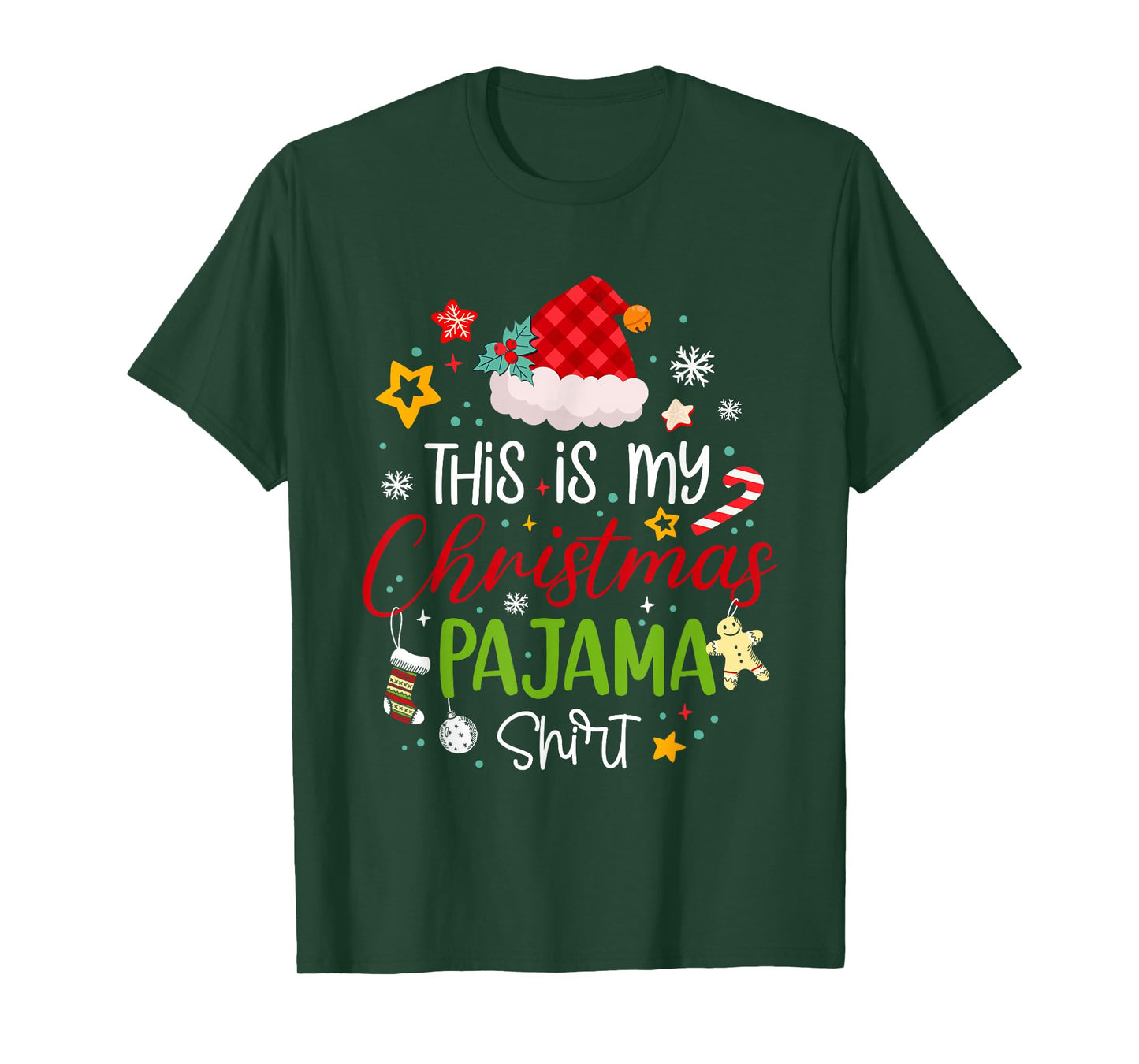 Xmas Buffalo Plaid Santa Hat This is My Christmas Pajama T-Shirt