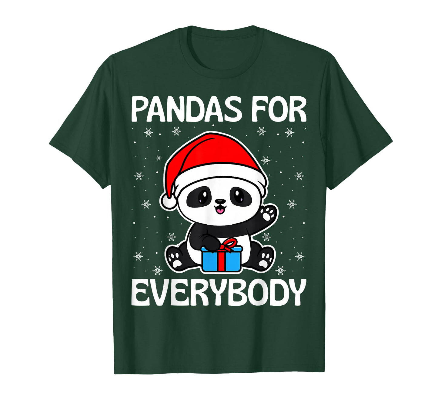 Pandas for Everybody Panda Wearing Santa Hat Christmas T-Shirt