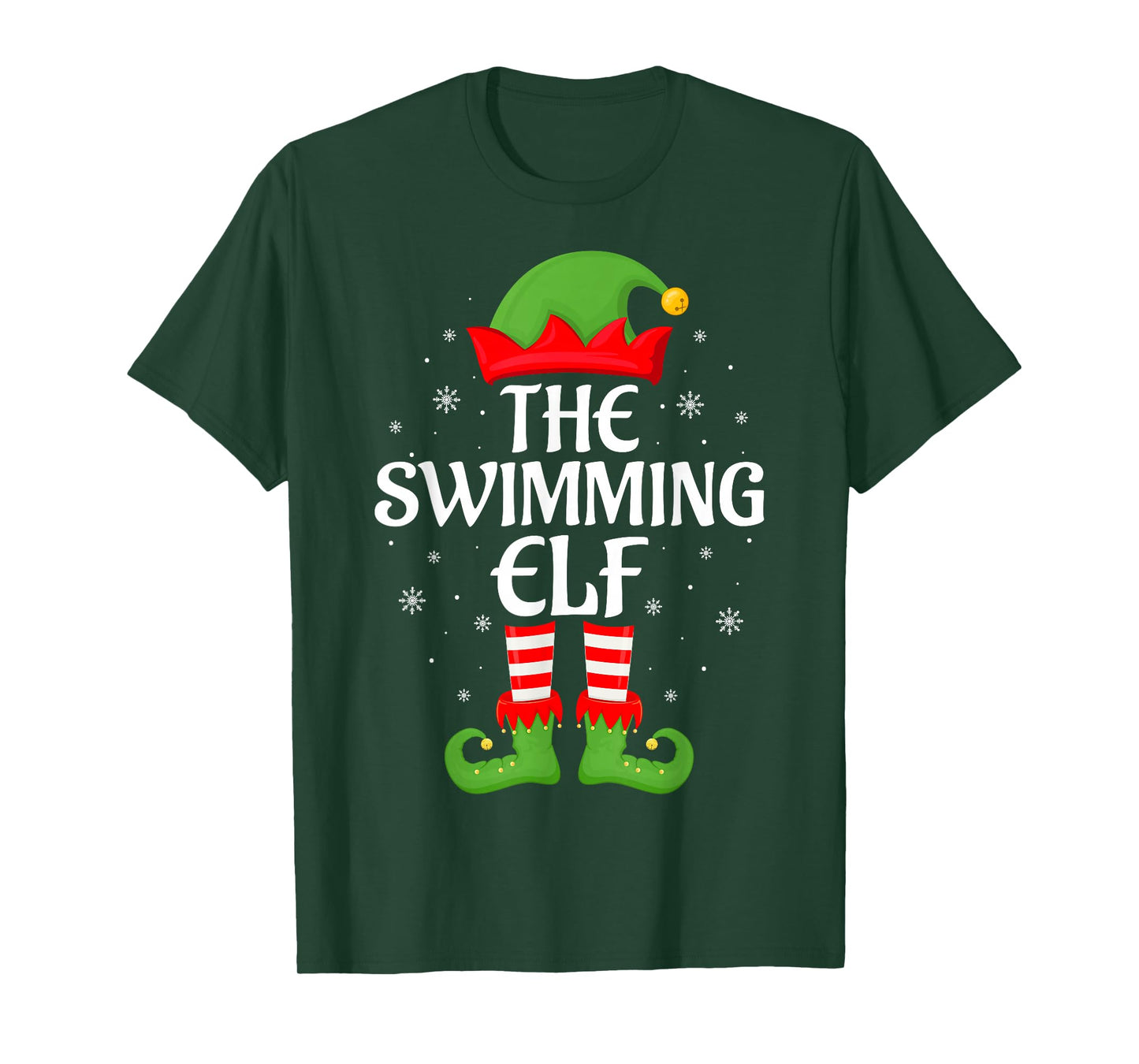 Swimming Elf Xmas Family Matching Elf Squad Christmas T-Shirt