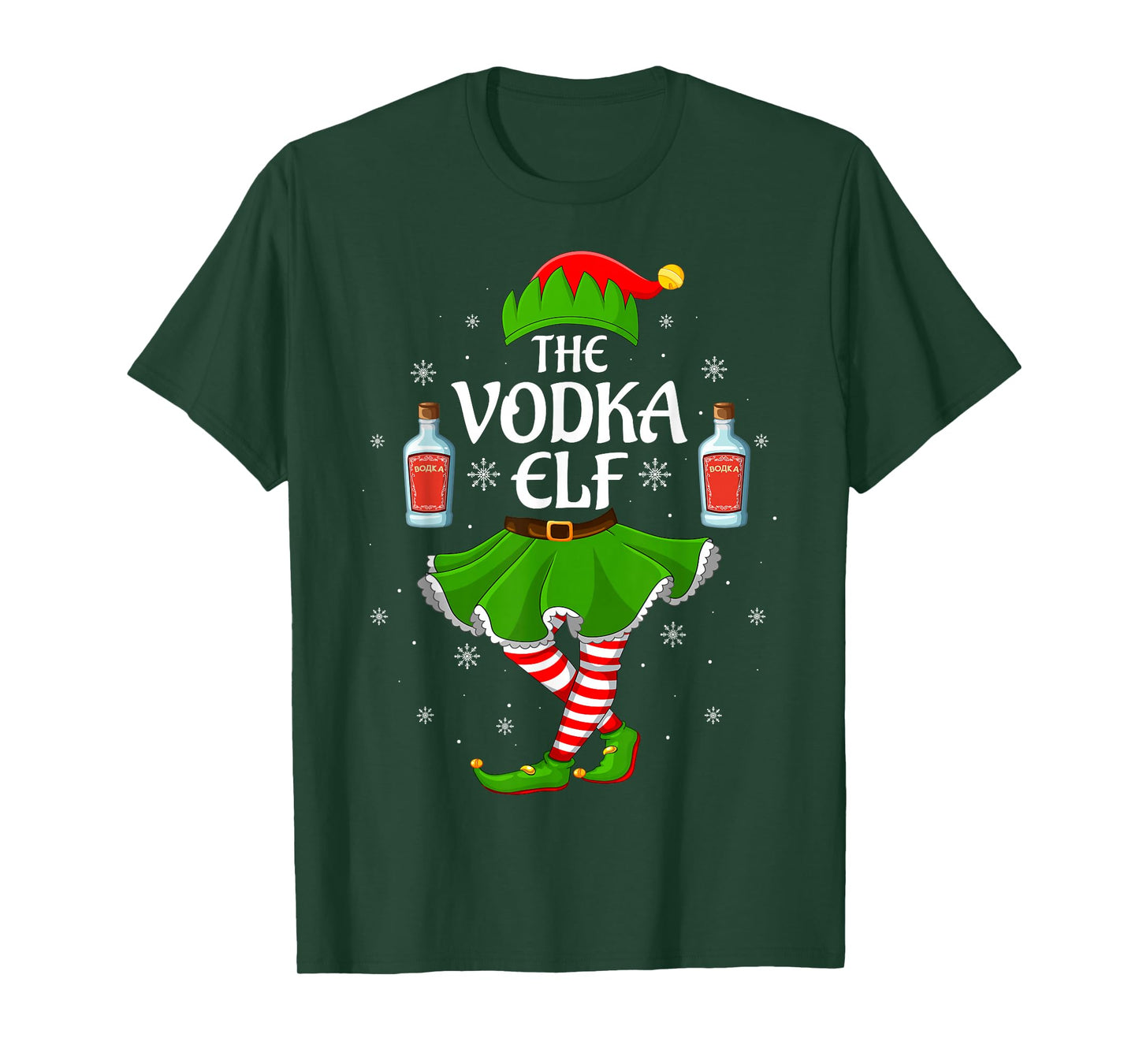 Vodka Elf Christmas Family Girls Women Elf Squad Xmas T-Shirt