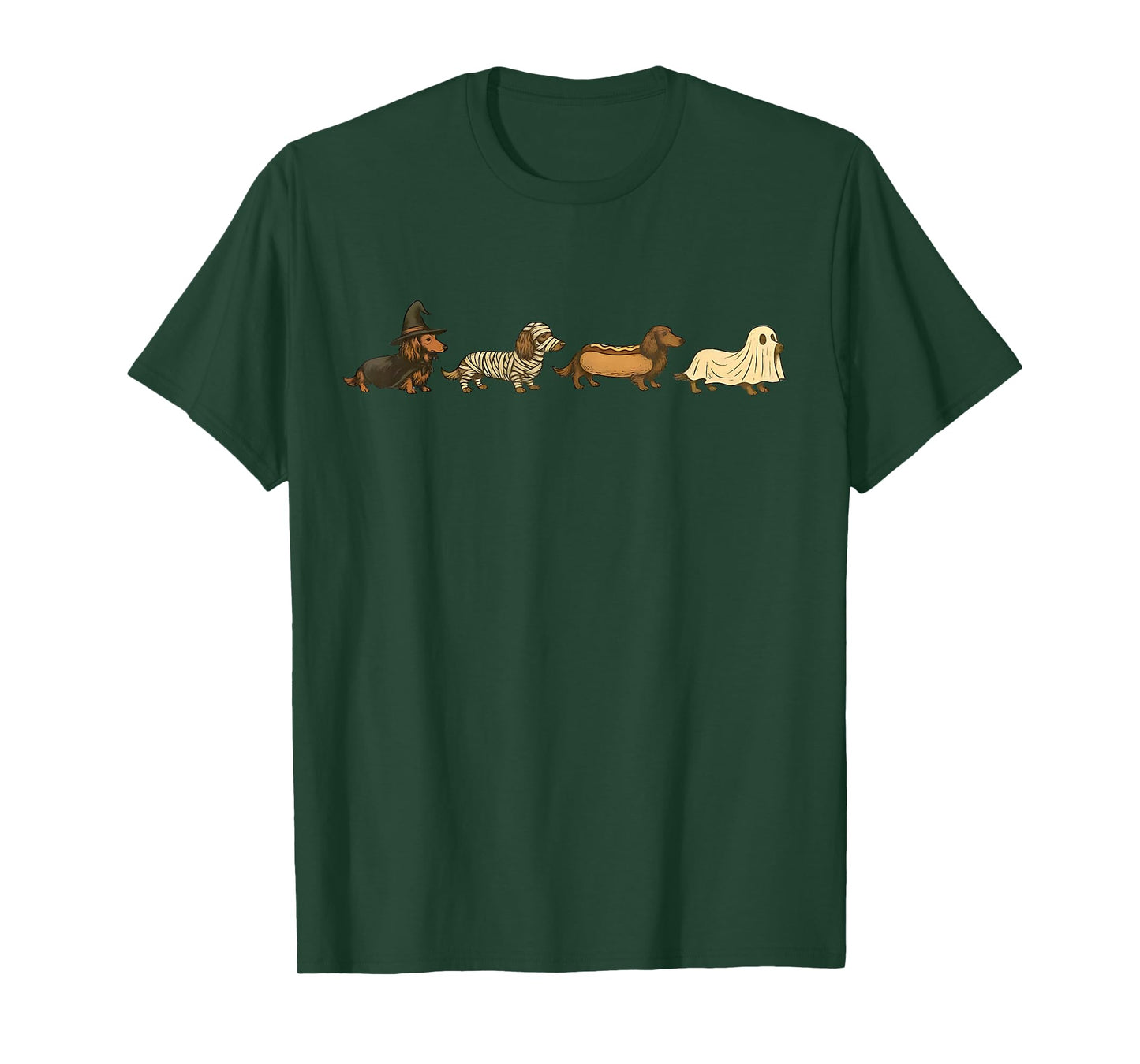 Dachshund Halloween Costume Dogs Witch Mummy Hotdog Ghost T-Shirt