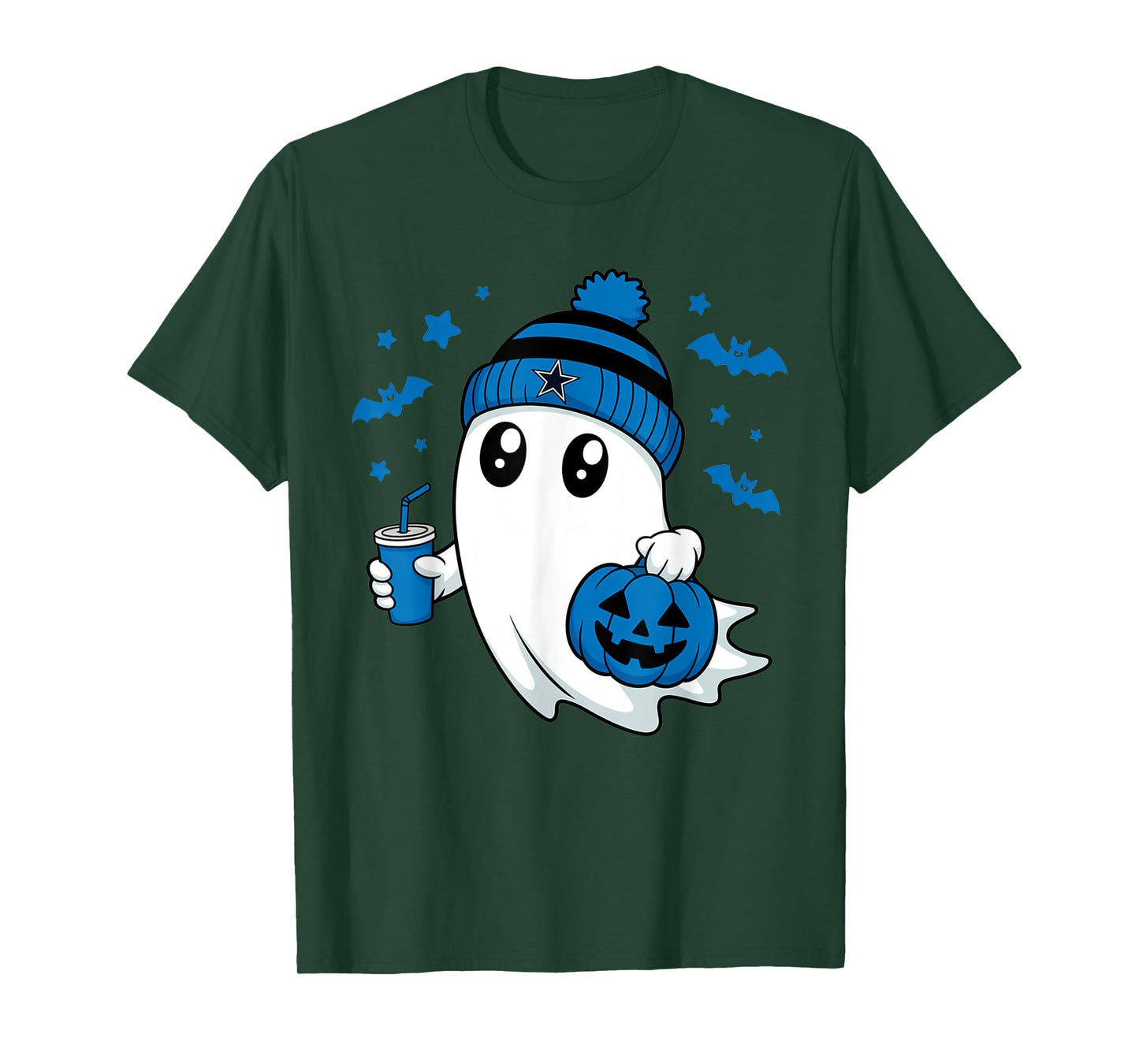 Vintage Dallas Ghost Cute Ghost Halloween Blue Pumpkin T-Shirt