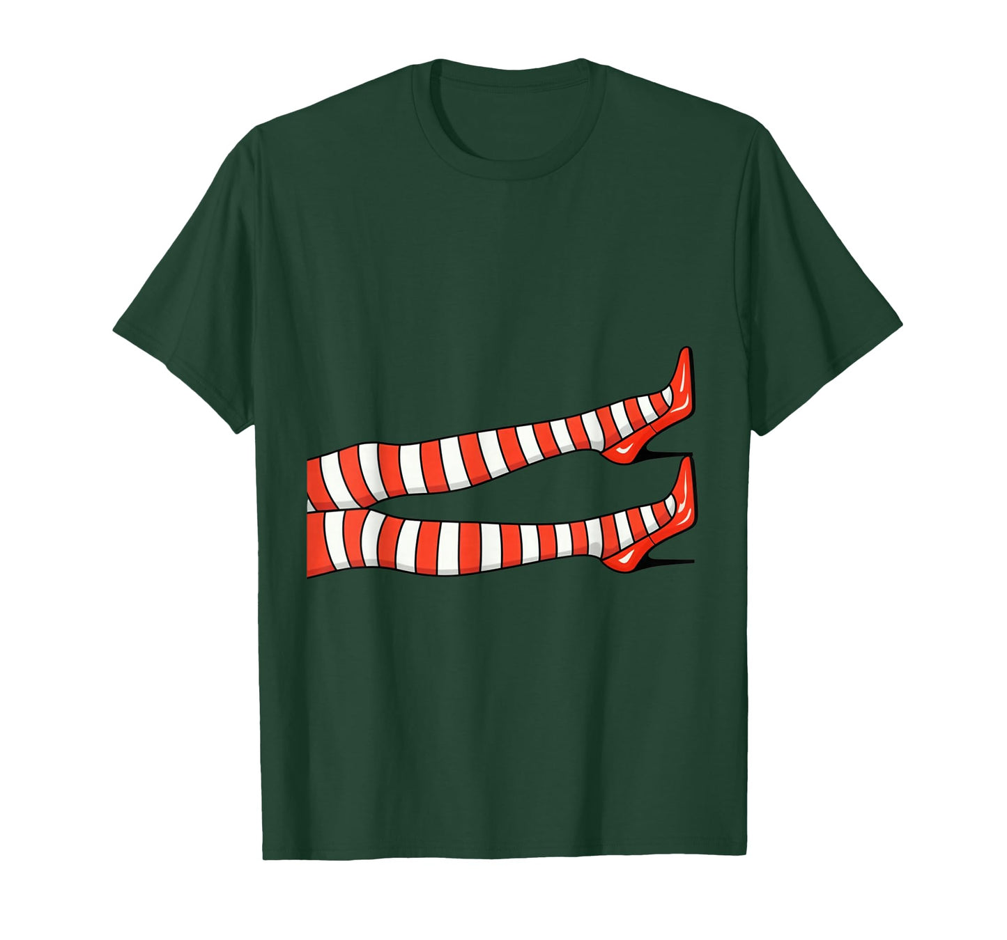 Halloween Witches Legs Heeled Shoes Stockings Bands Red Fun T-Shirt